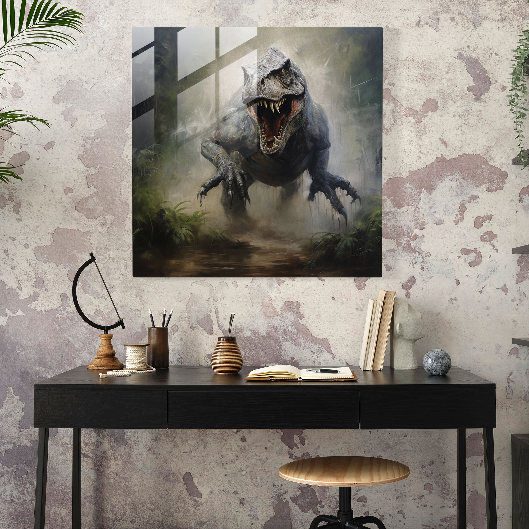 Majestic Realism Glass Print - Misty Swamp Encounter - Home Decoration