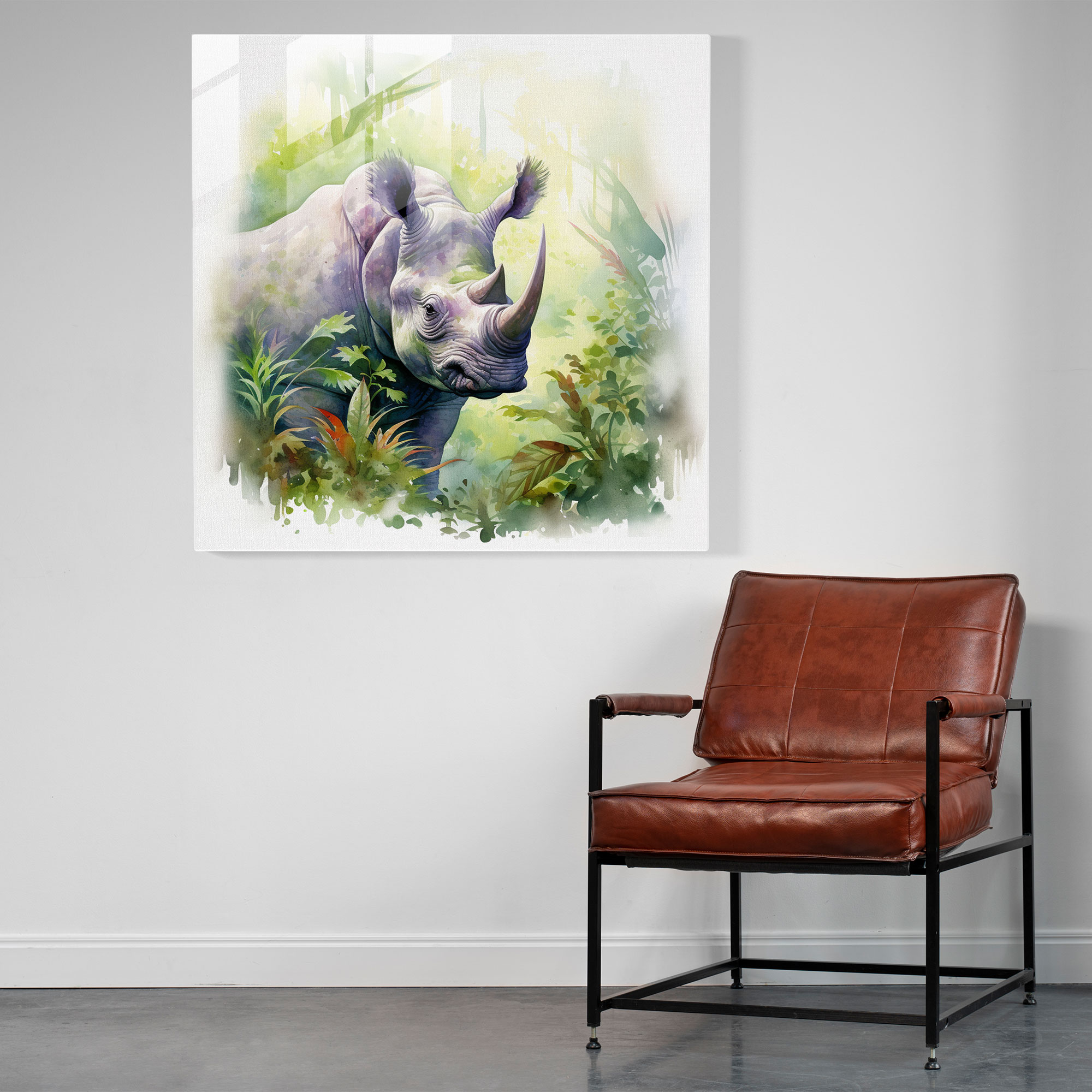 Captivating Realistic Glass Print of Gentle Triceratops - Intricate Home Decor