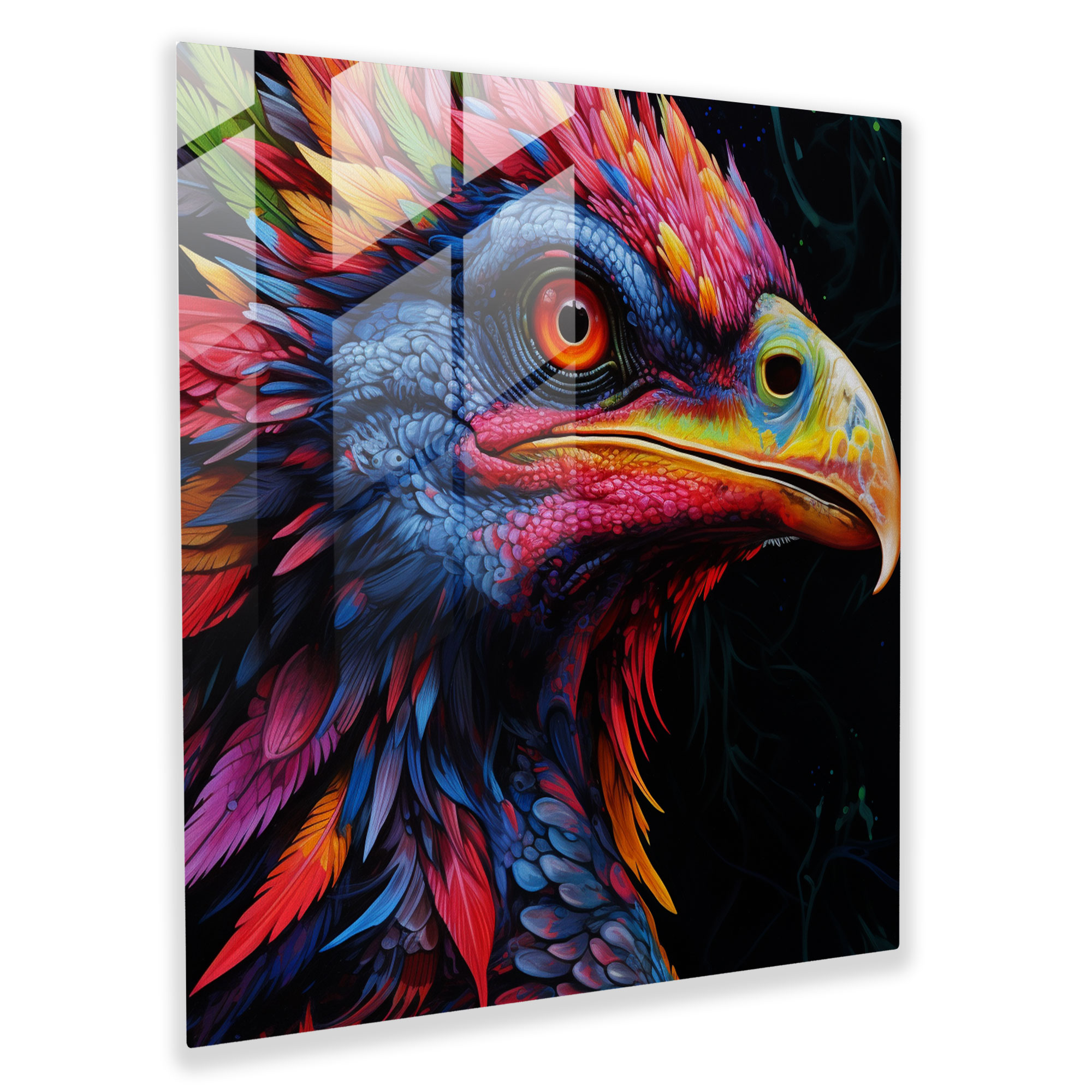 Hyperrealistic Glass Print: Ferocious Velociraptor