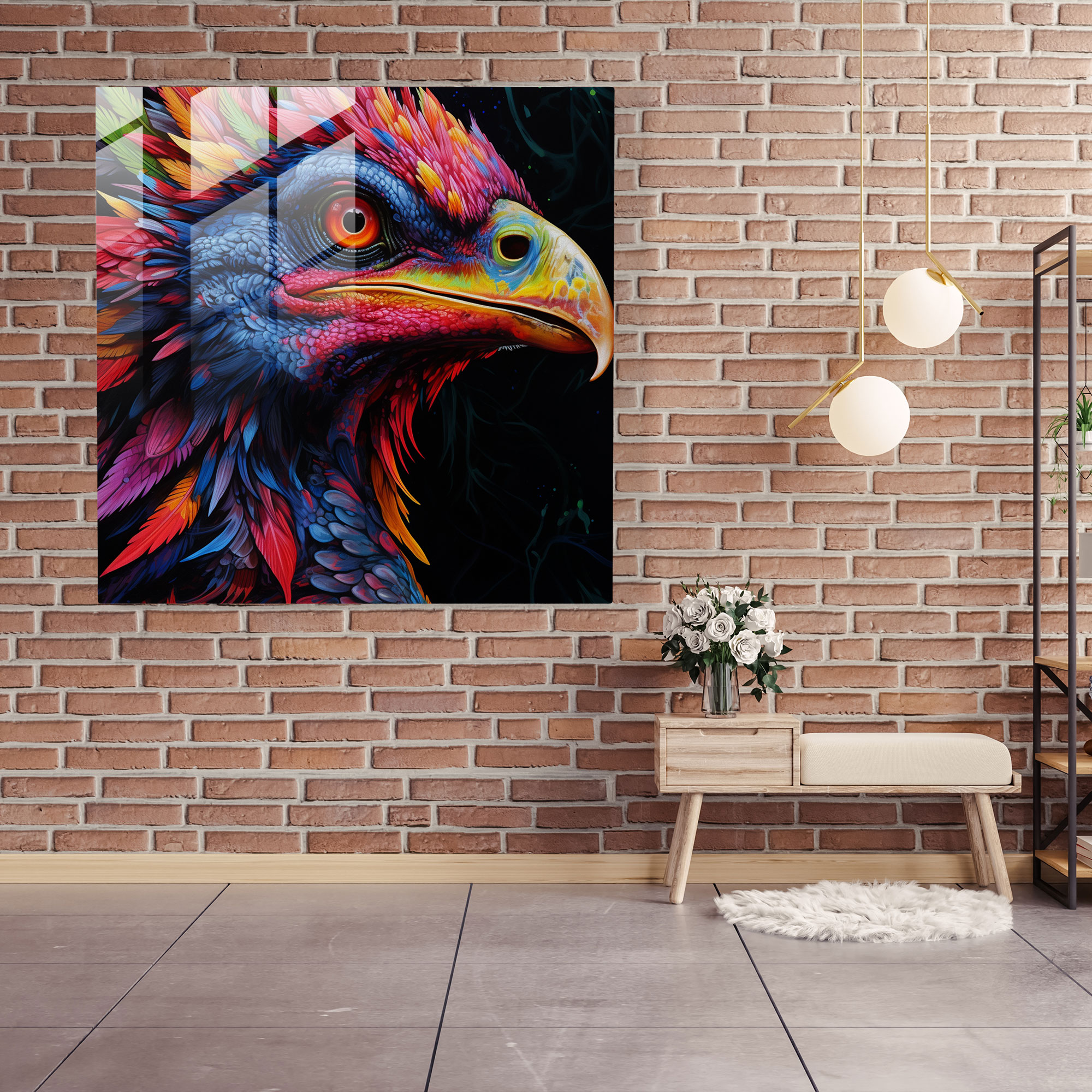 Hyperrealistic Glass Print: Ferocious Velociraptor