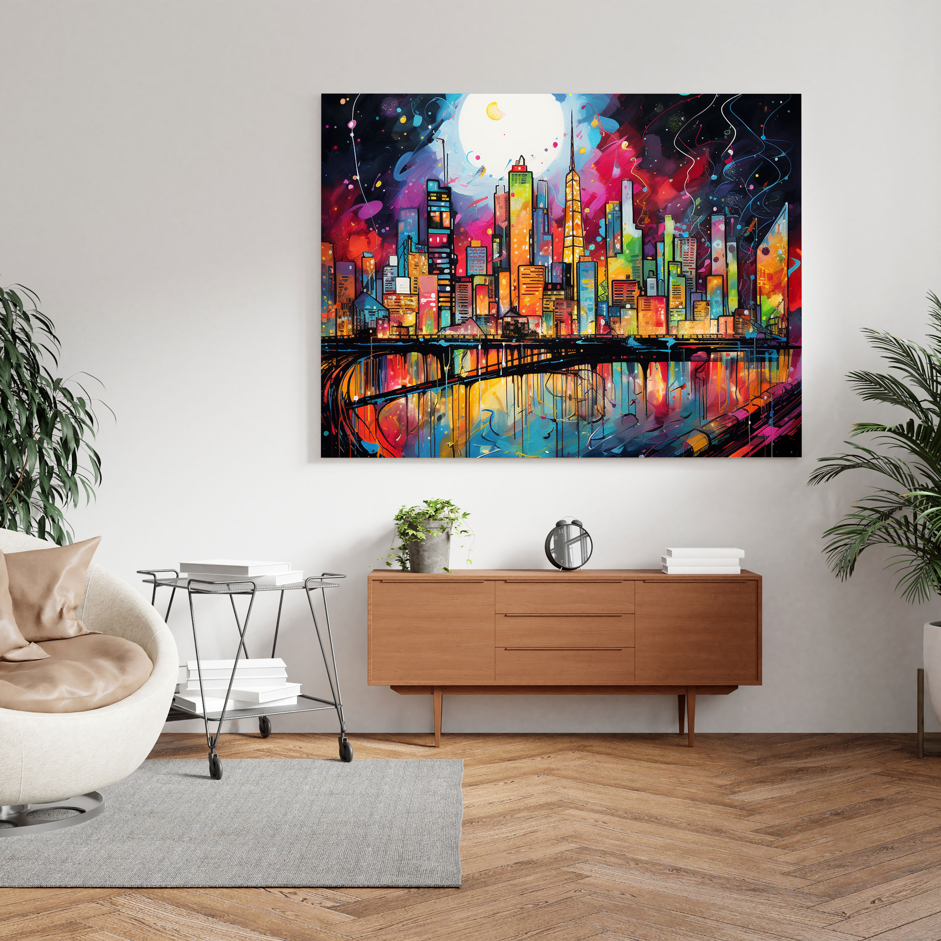 Dope Graffiti Canvas Print - Dope, Urban Art, Colorful, City Skyline