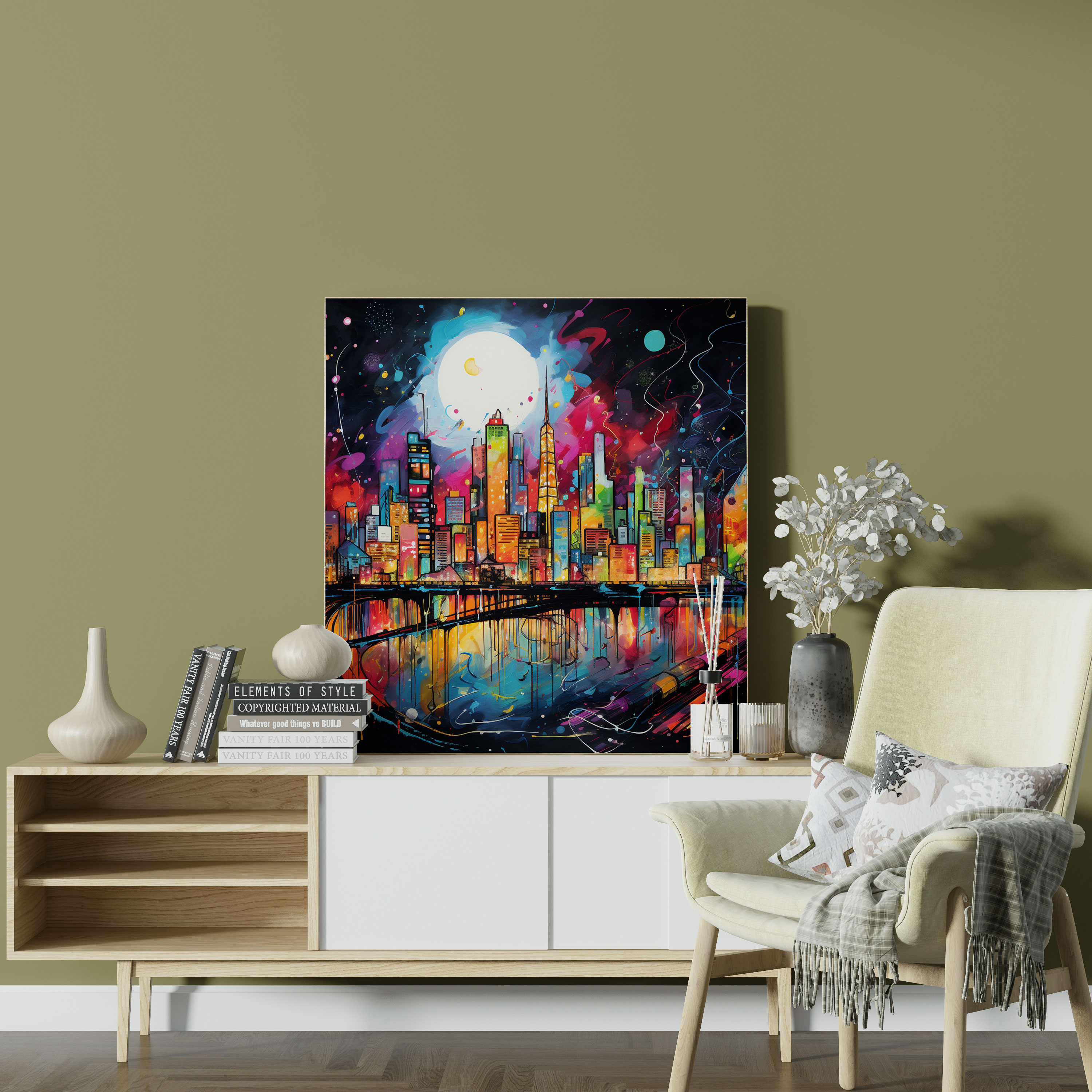Dope Graffiti Canvas Print - Dope, Urban Art, Colorful, City Skyline