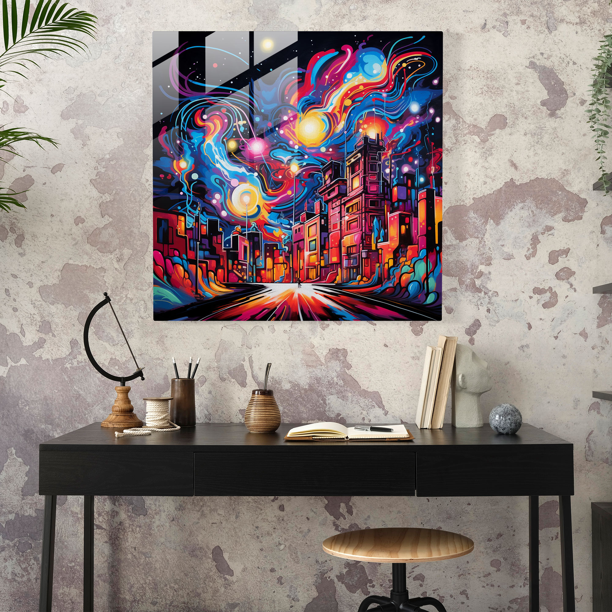Dope Vibes Glass Print - Dope, Graffiti, Glass Wall Art, City Wall