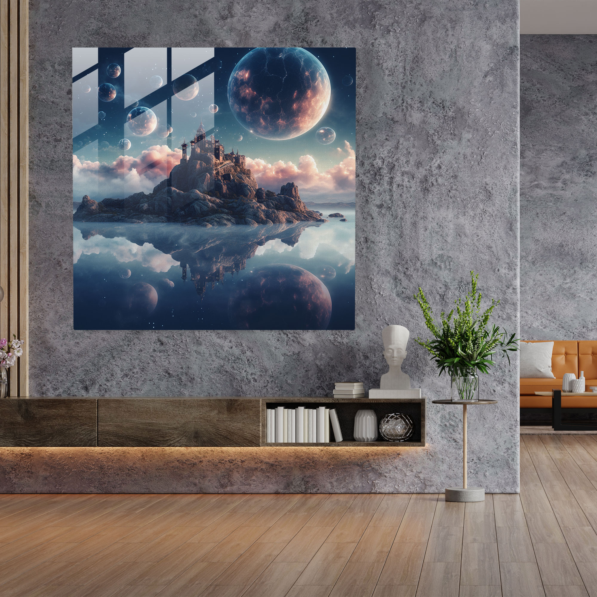 Dope Celestial Islands Glass Print - Dope, Modern Art, Photo Manipulation, Dope