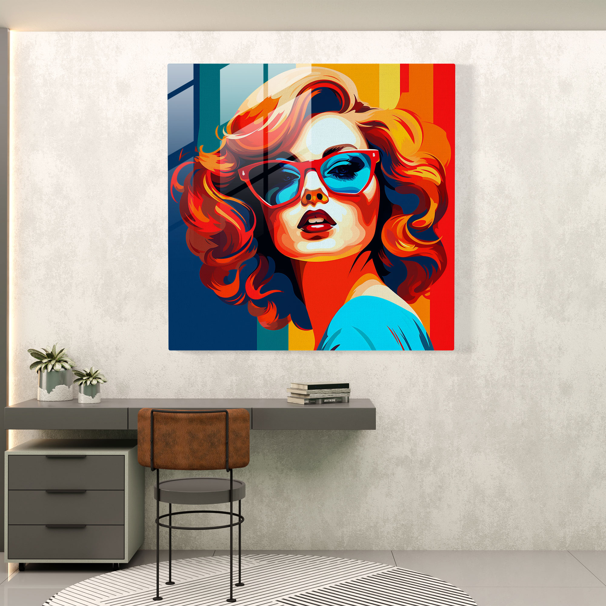 Dope Attitude Glass Print - Dope, Stylish Woman, Pop Art, Vibrant Colors