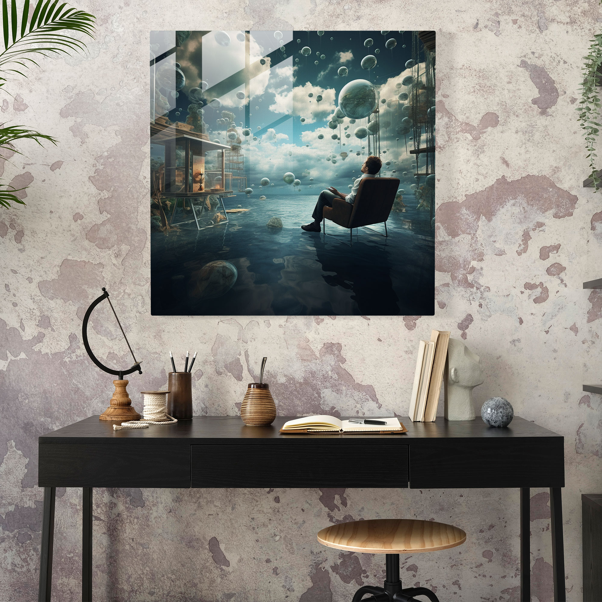Dope Imagination Glass Print - Dope, Reality And Fantasy, Surreal Photo Manipulation, Distorted Perspectives