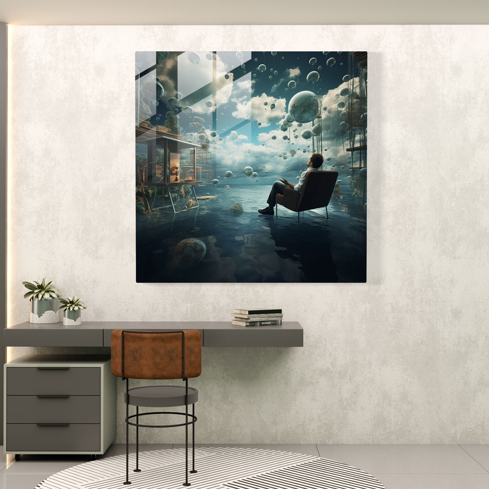 Dope Imagination Glass Print - Dope, Reality And Fantasy, Surreal Photo Manipulation, Distorted Perspectives