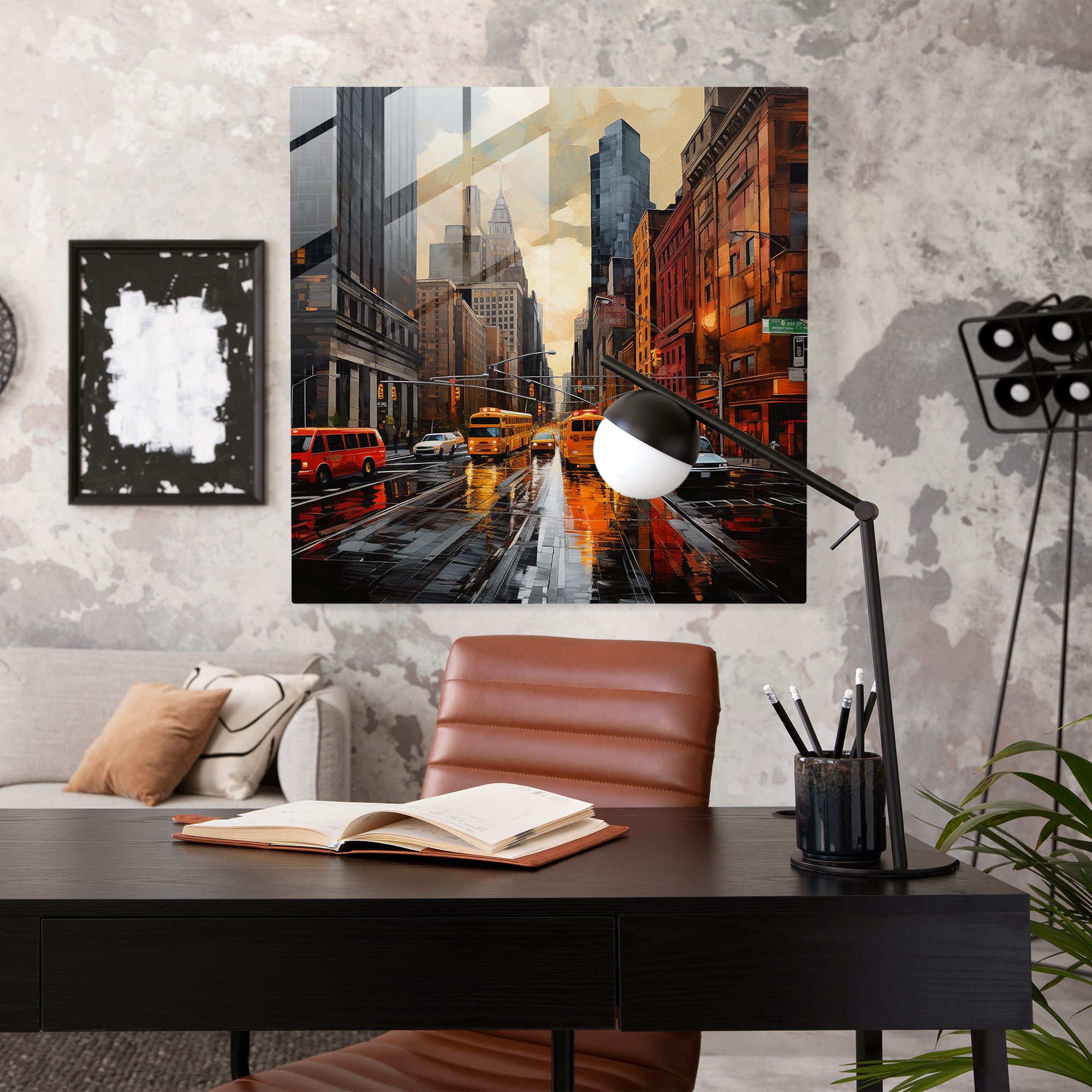 Dope Metropolis Glasbild - Zeitgenössisches Stadtbild Glasbild