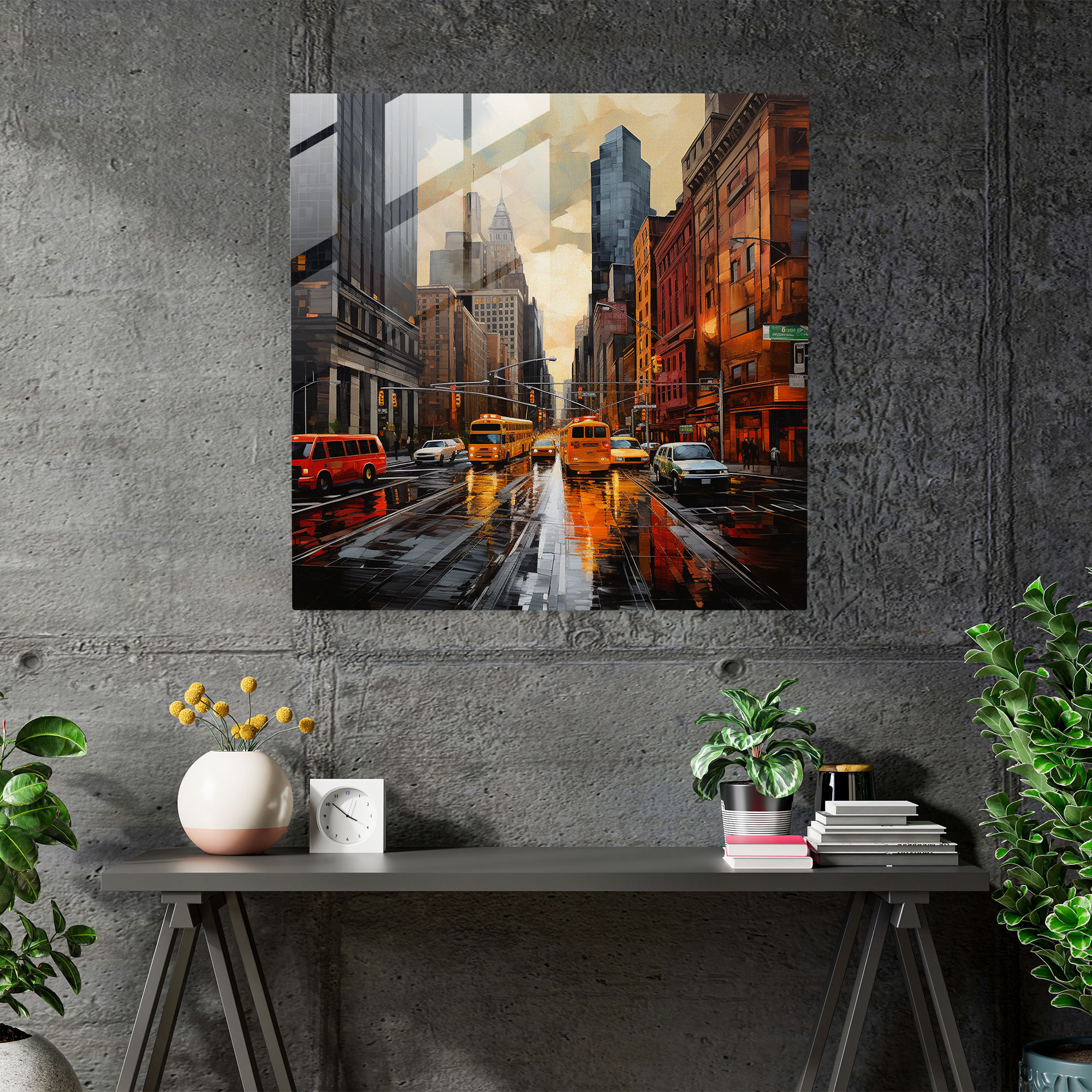 Dope Metropolis Glasbild - Zeitgenössisches Stadtbild Glasbild