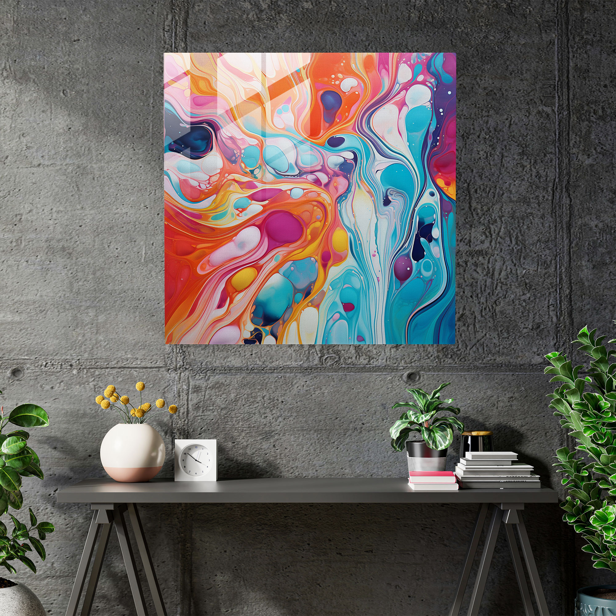 Dope Abstract Glass Print - Dope, Fluid Lines, Modern Art, Dope