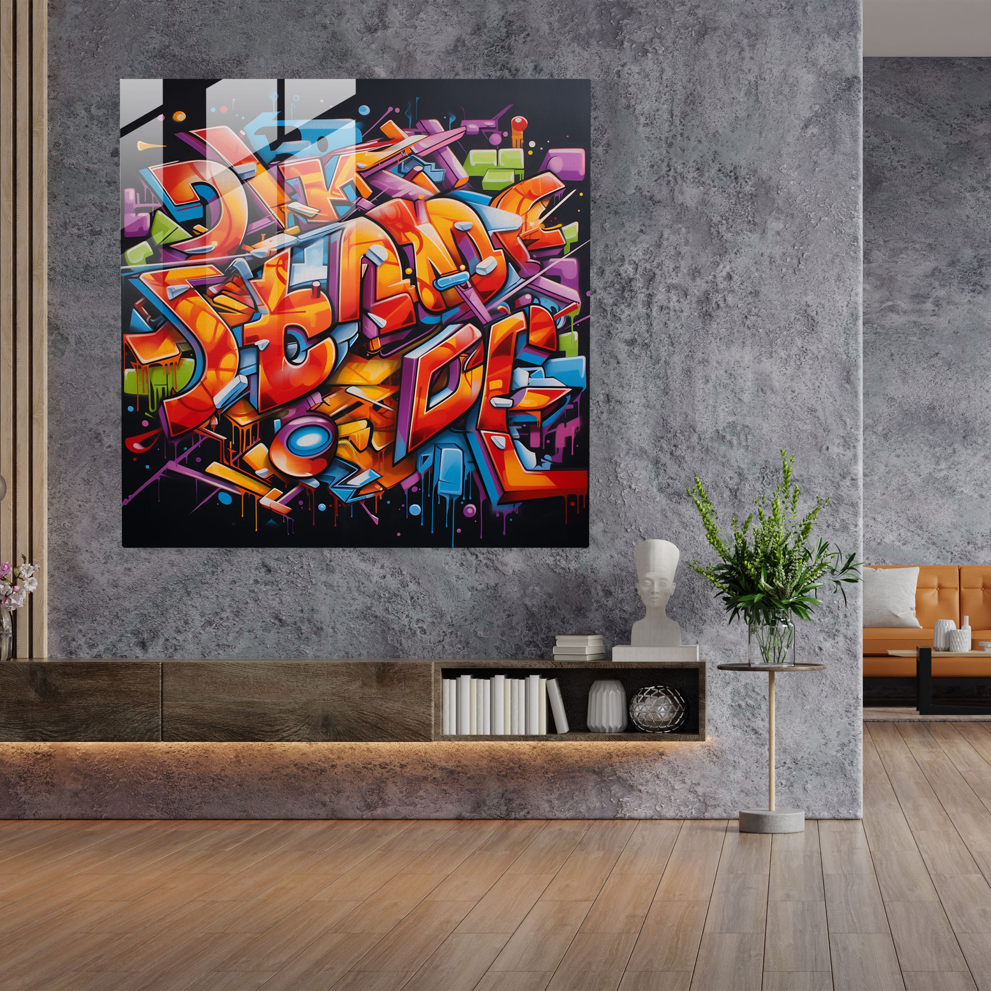 Dope Graffiti Glass Print - Dope, Glass Wall Art, Vibrant Letters, Glass Art