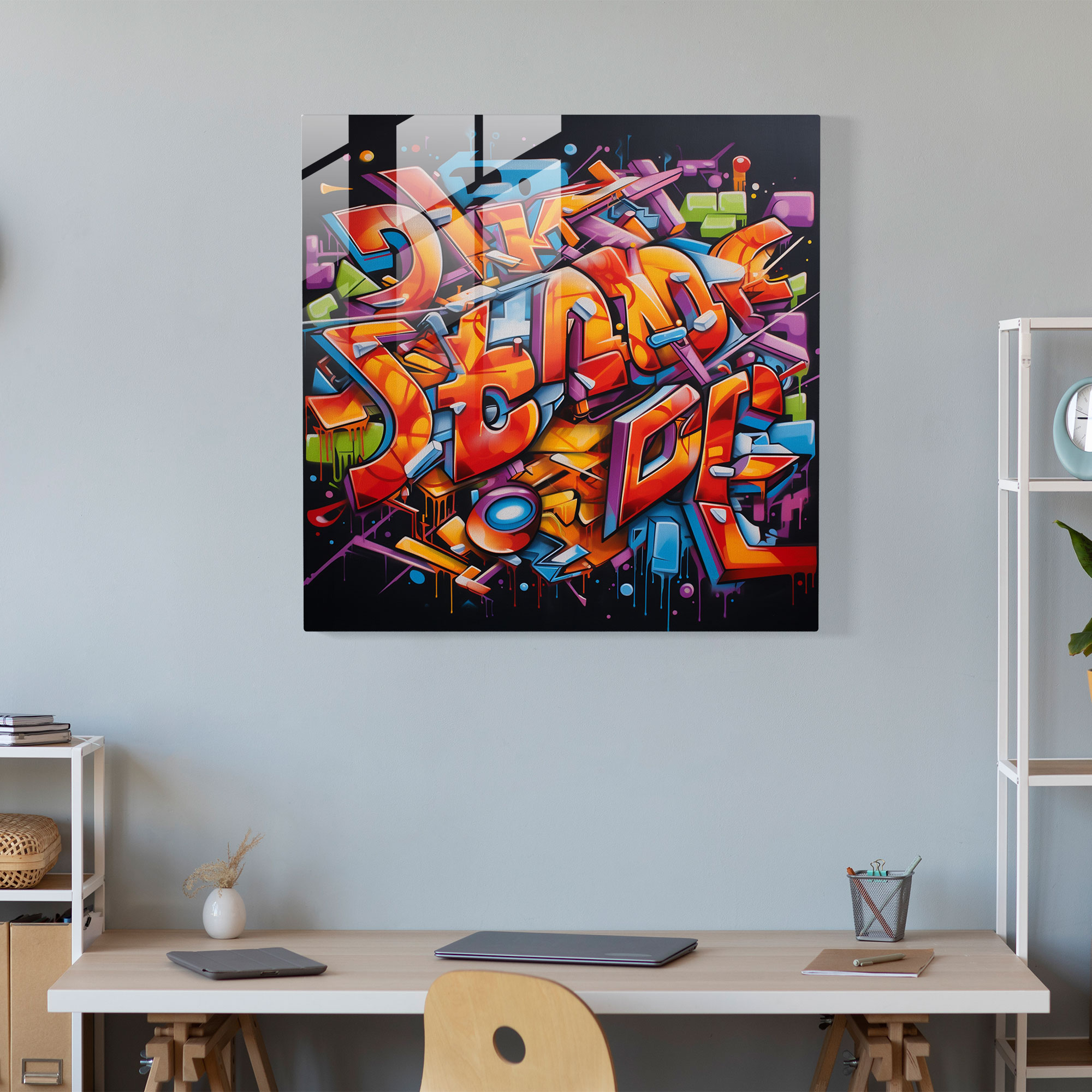 Dope Graffiti Glass Print - Dope, Glass Wall Art, Vibrant Letters, Glass Art