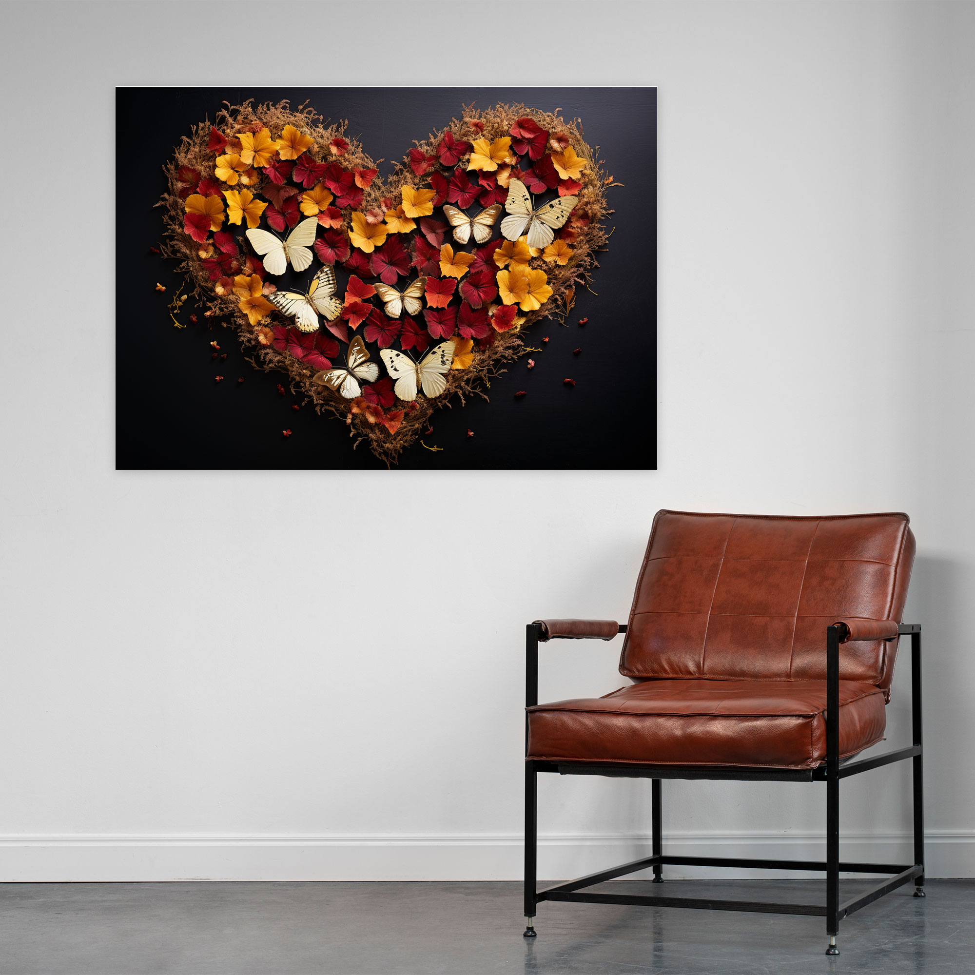 Dried Butterflies Photorealistic Collection Heart Canvas Print - Dried Butterflies, Canvas Wall Art, Canvas, Love-Themed Decor
