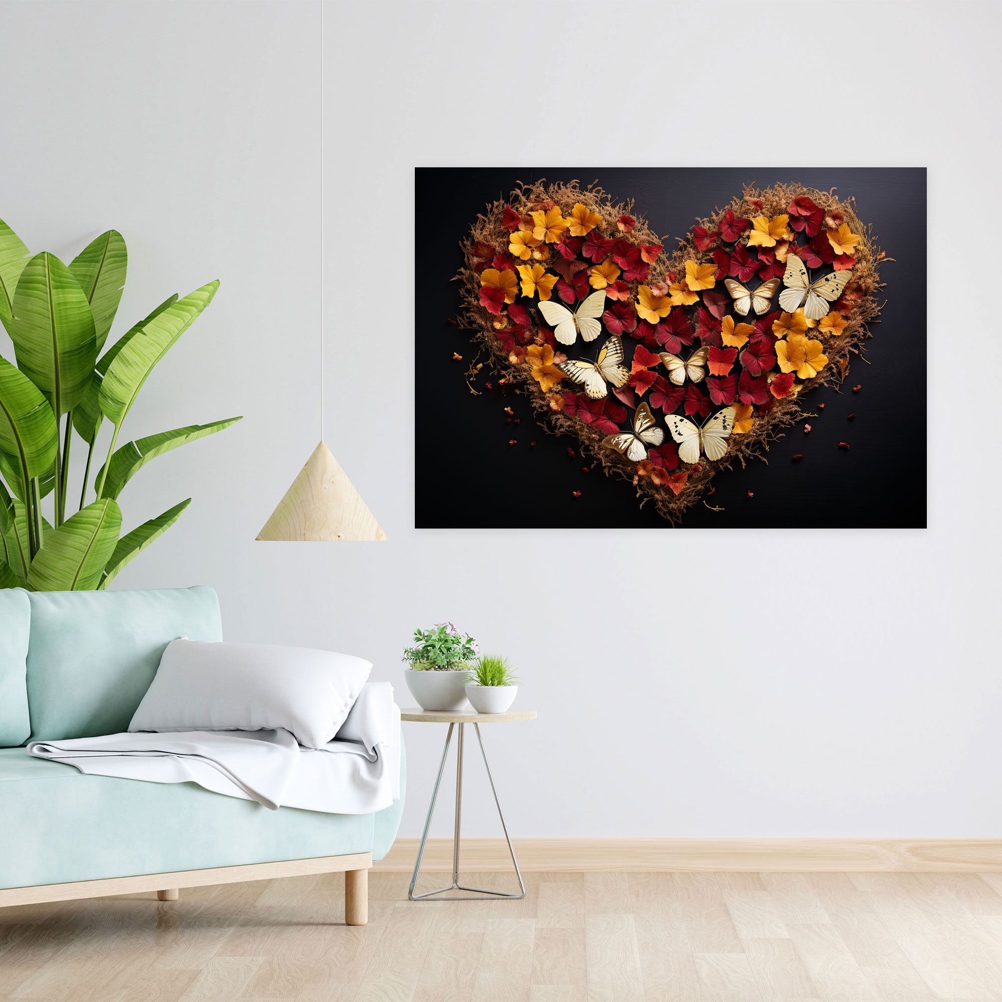 Dried Butterflies Photorealistic Collection Heart Canvas Print - Dried Butterflies, Canvas Wall Art, Canvas, Love-Themed Decor