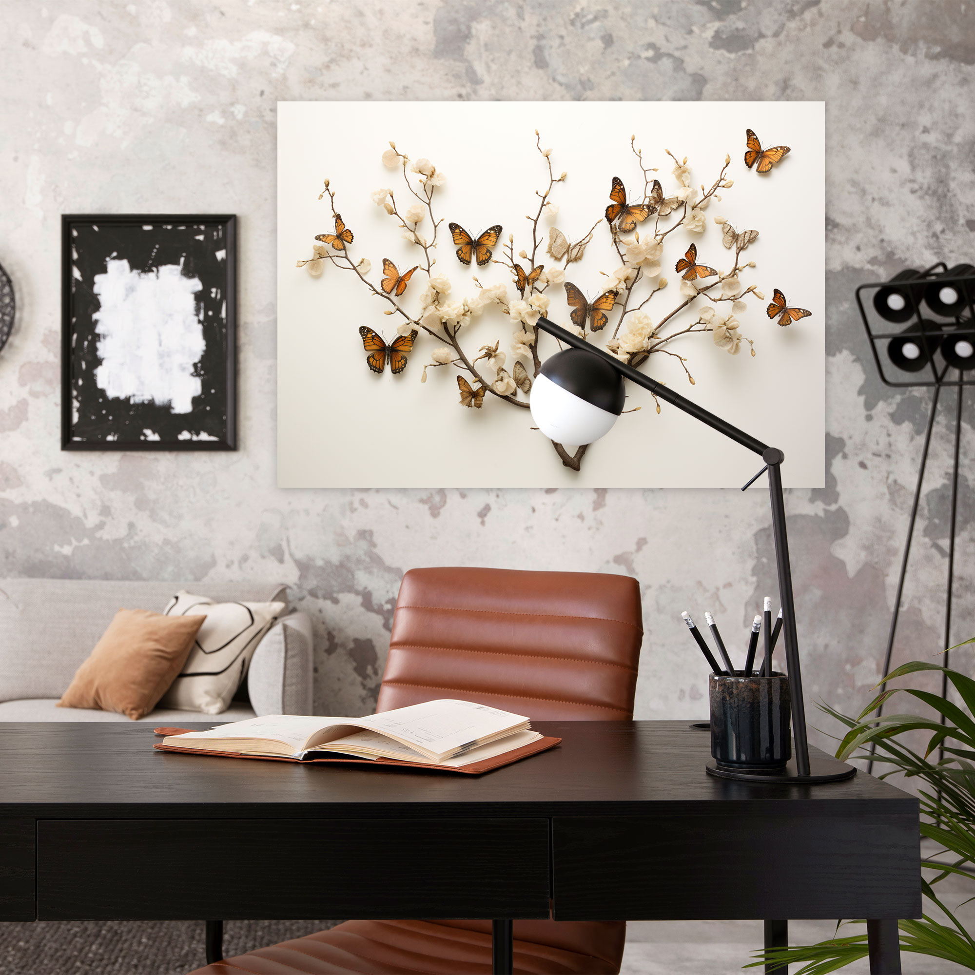 Dried Butterflies Photorealistic Collection Branch Wall Decoration - Dried Butterflies, Serene Decor, Wall Art, Dried Butterflies Photorealistic Collection