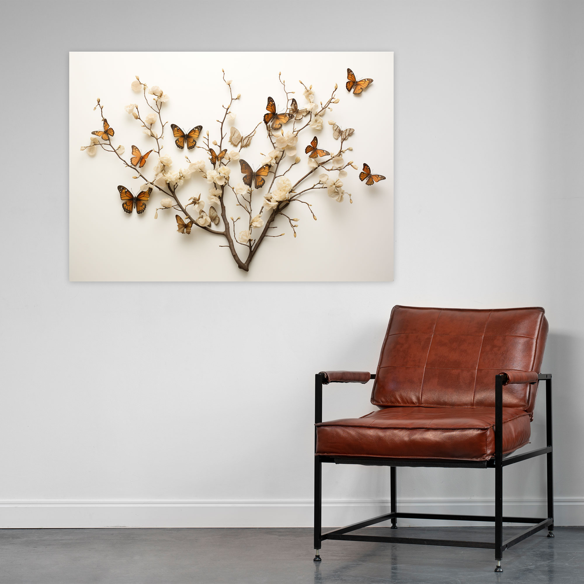 Dried Butterflies Photorealistic Collection Branch Wall Decoration - Dried Butterflies, Serene Decor, Wall Art, Dried Butterflies Photorealistic Collection
