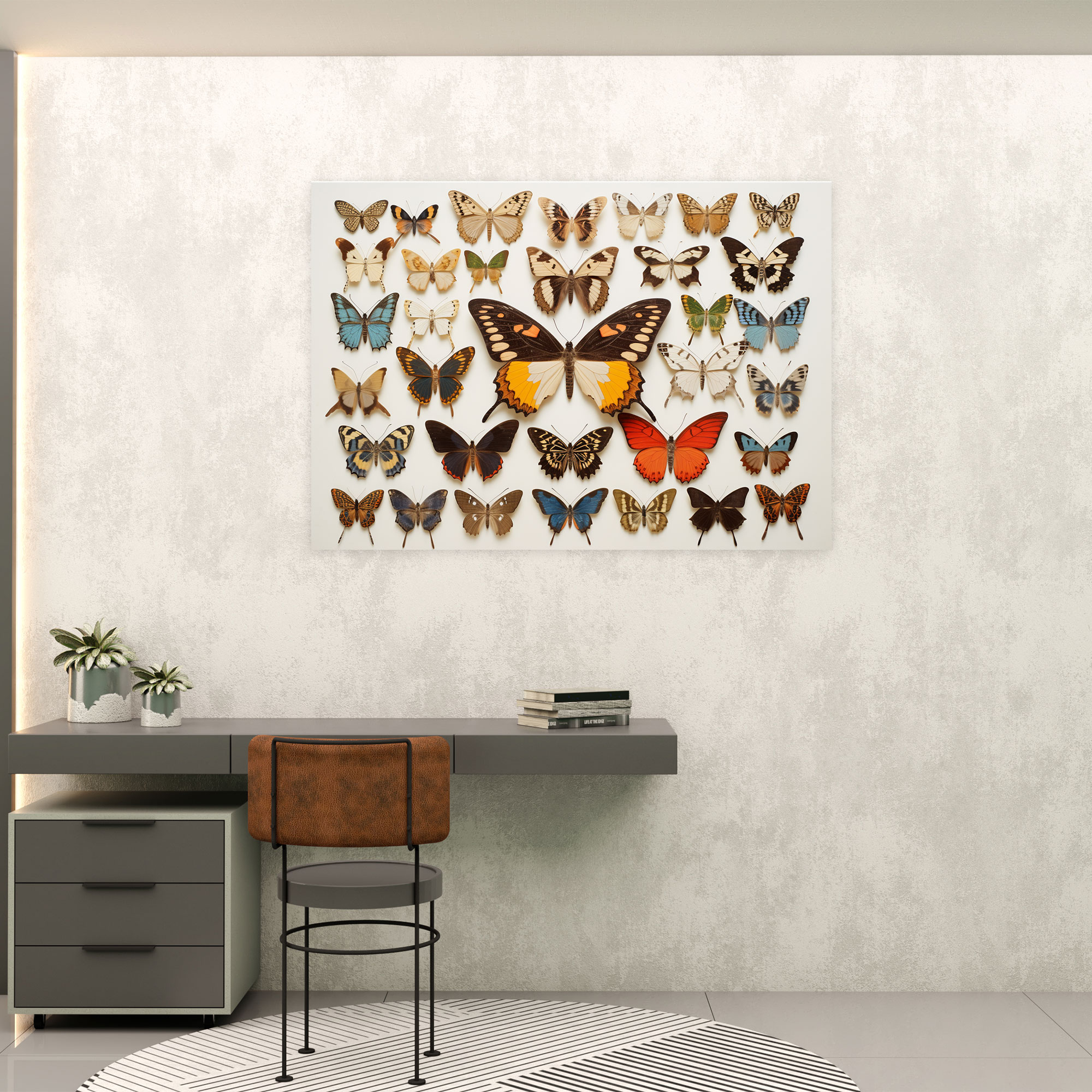 Dried Butterflies Photorealistic Collection Canvas Wall Art Print - Dried Butterflies, Artistic Home Decor, Home Decoration, Canvas Print