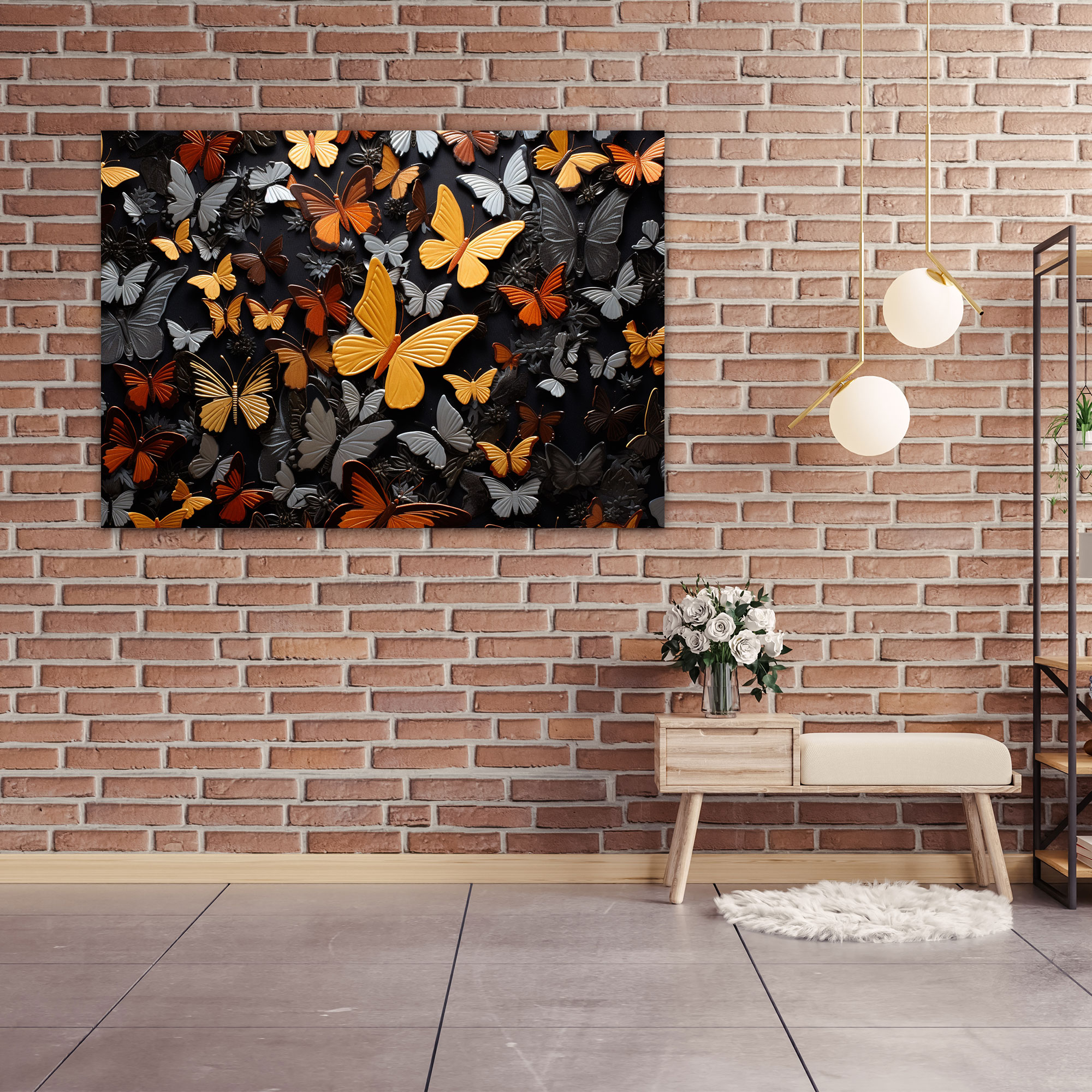 Dried Butterflies Photorealistic Collection Wall Decoration - Dried Butterflies, Wall Decoration, Home Decoration, Canvas