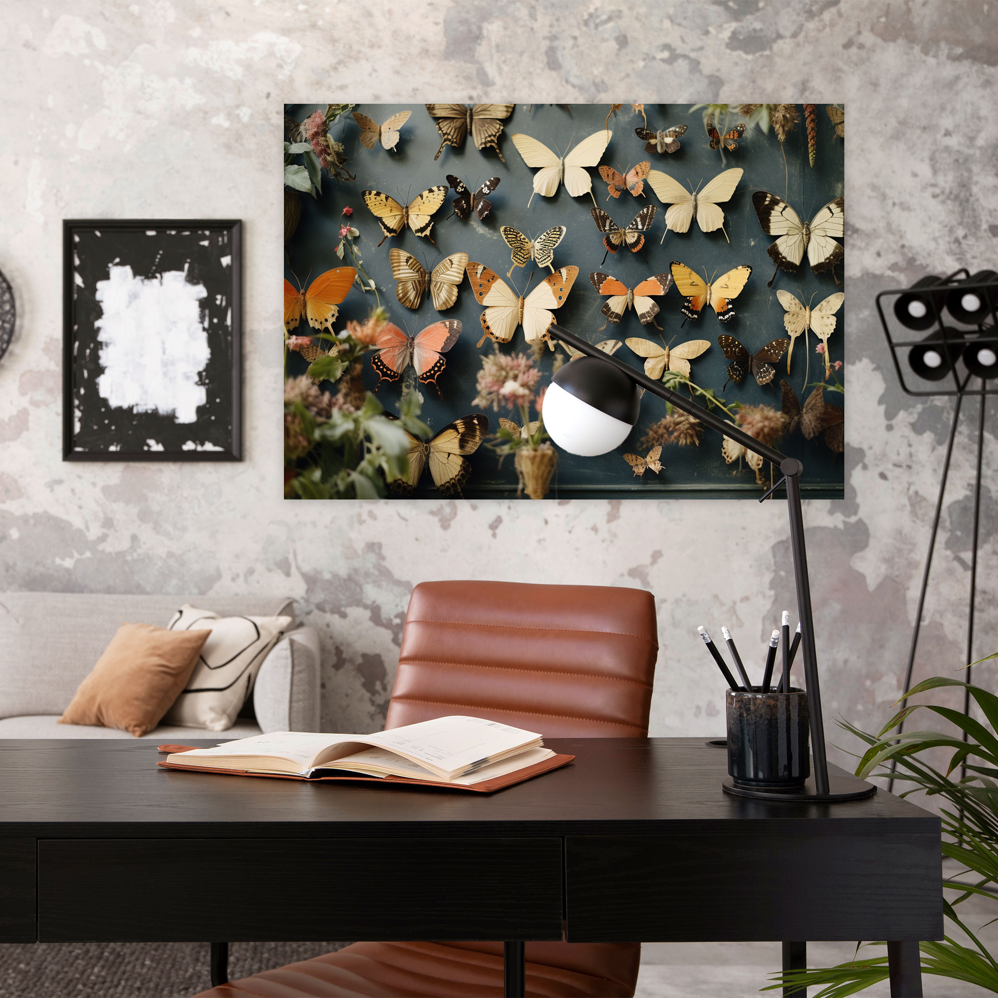 Dried Butterflies Vintage Wall Decoration - Dried Butterflies, Vintage Charm, Canvas Wall Art, Vintage-Inspired