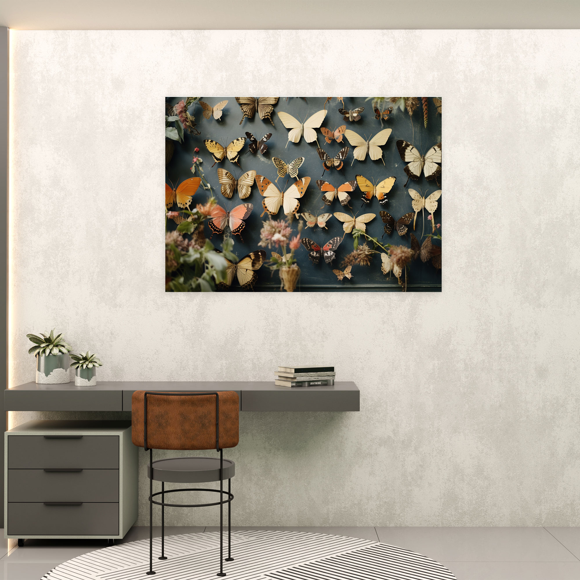 Dried Butterflies Vintage Wall Decoration - Dried Butterflies, Vintage Charm, Canvas Wall Art, Vintage-Inspired