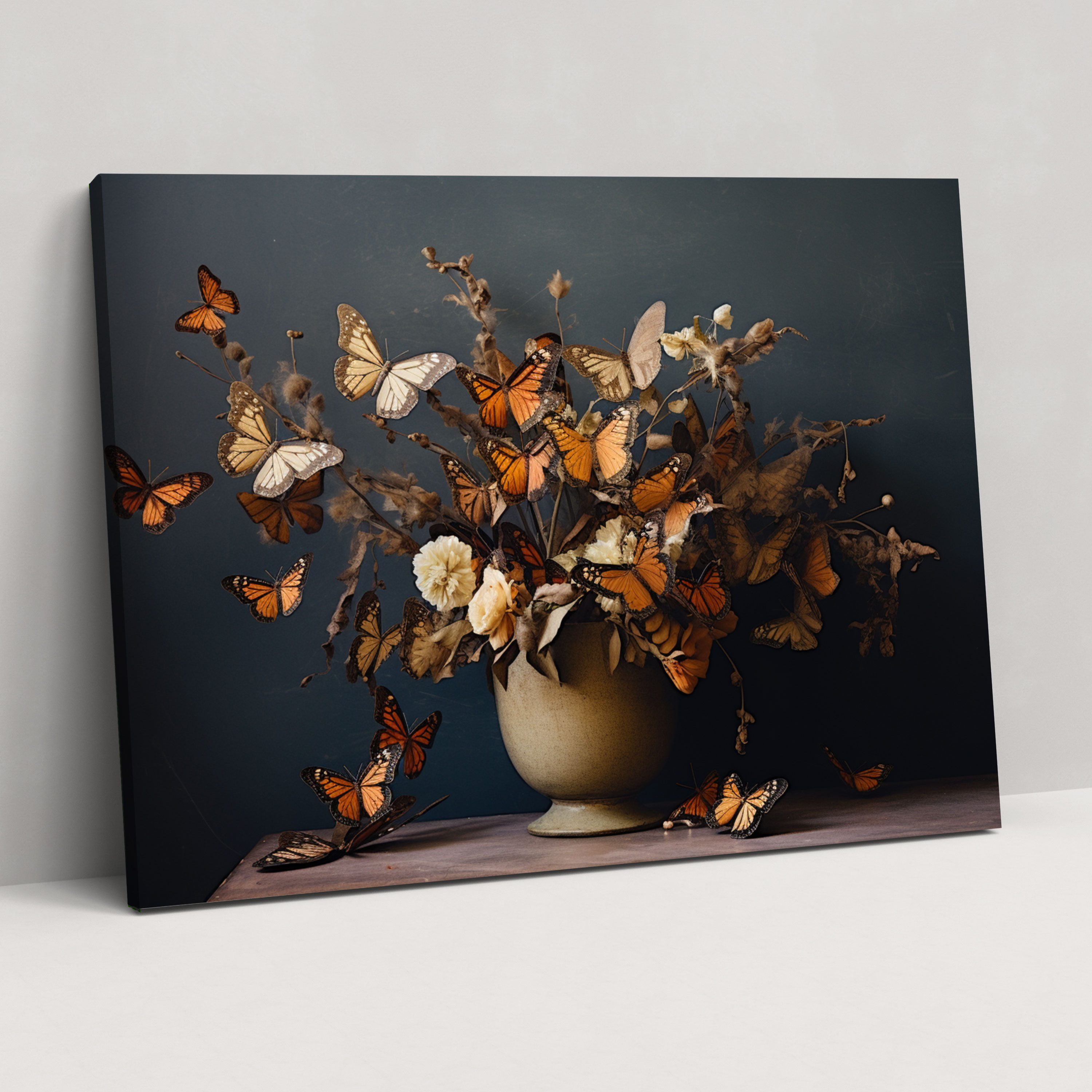 Serenity Dried Butterflies Canvas Print - Dried Butterflies, Dried Butterflies Photorealistic Collection, Peaceful Atmosphere, Wall Art