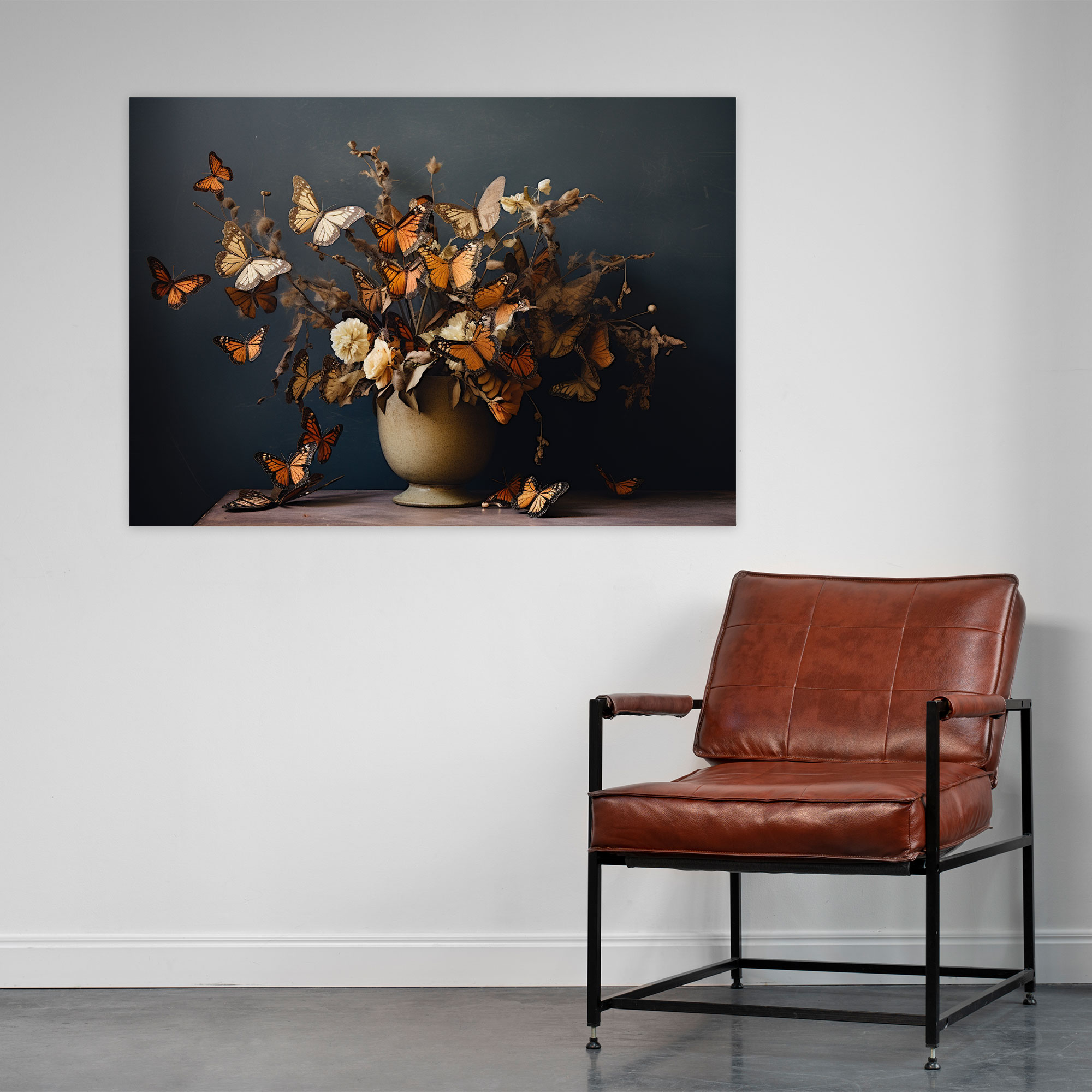 Serenity Dried Butterflies Canvas Print - Dried Butterflies, Dried Butterflies Photorealistic Collection, Peaceful Atmosphere, Wall Art