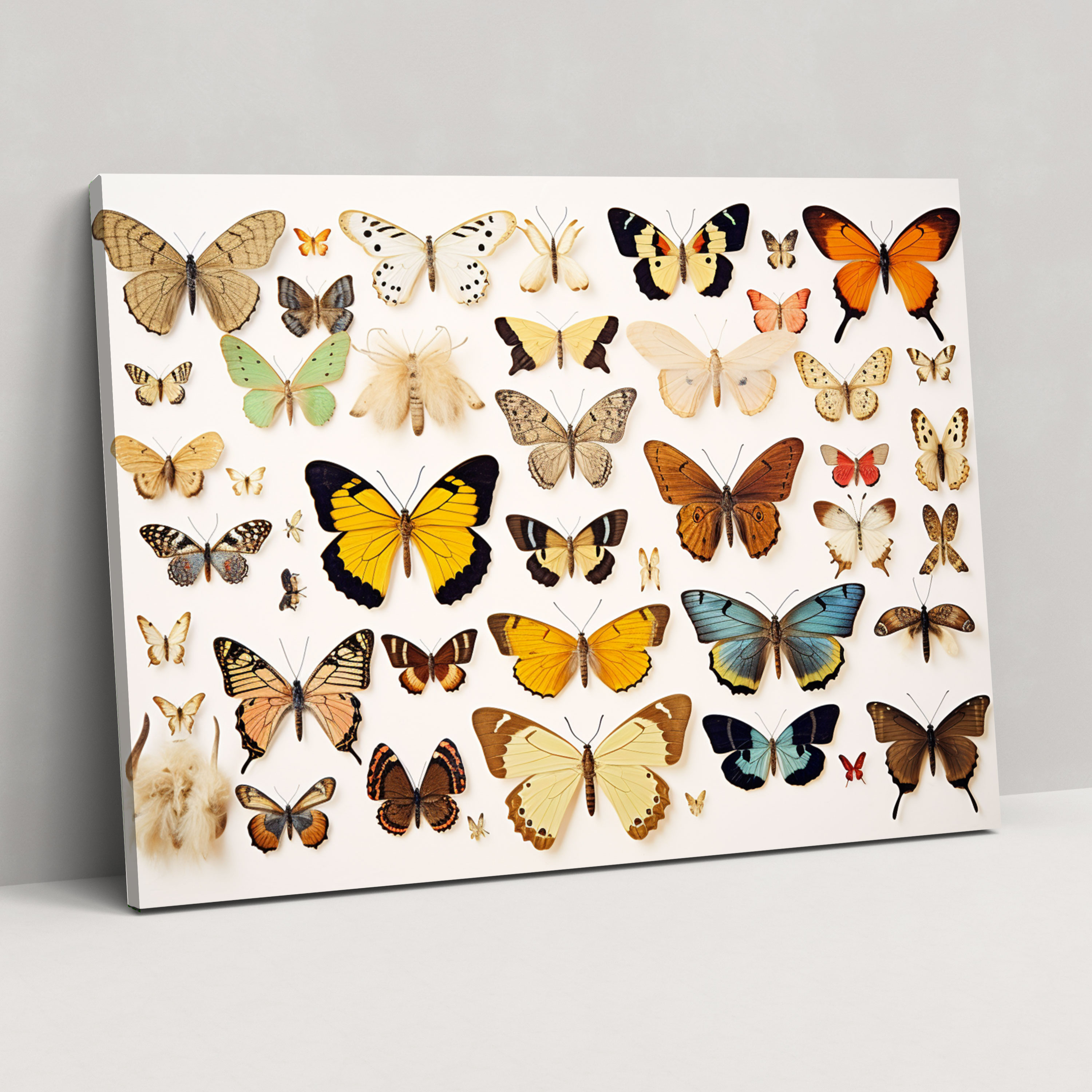 Colorful Whimsy Dried Butterflies Canvas Print - Dried Butterflies, Canvas Wall Art, Home Decoration, Enchanting Design