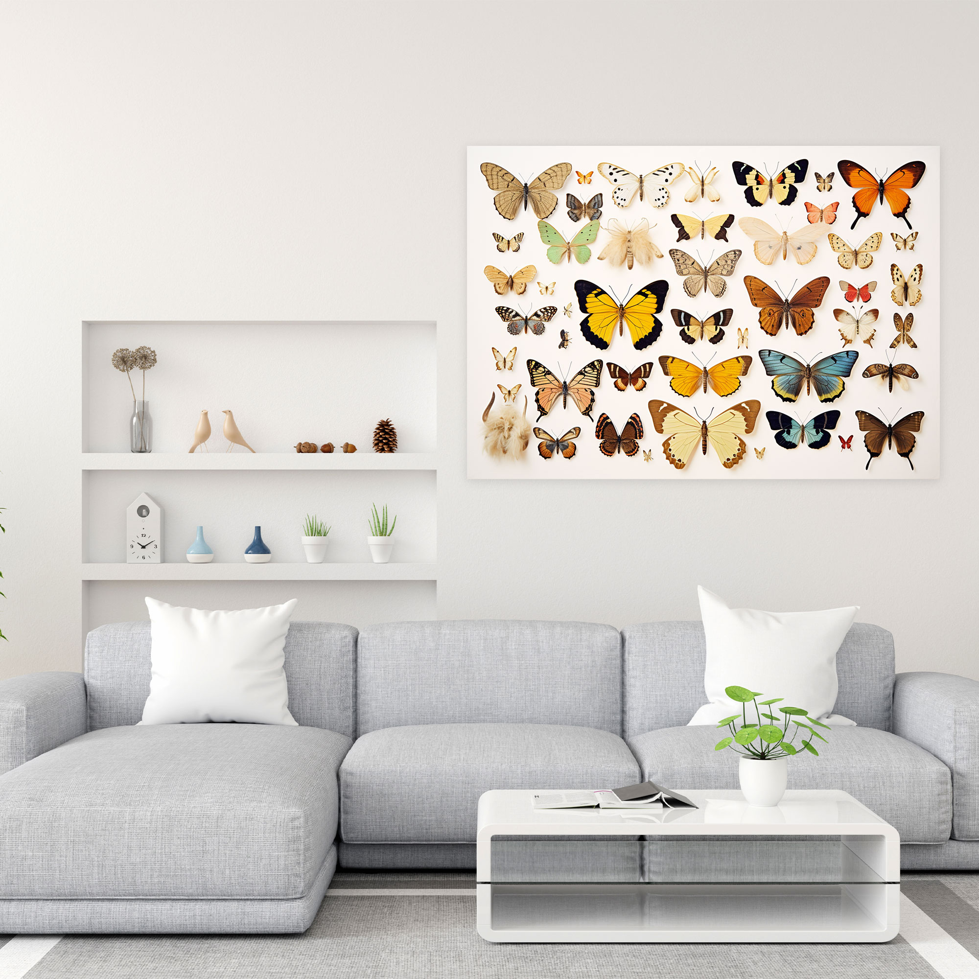 Colorful Whimsy Dried Butterflies Canvas Print - Dried Butterflies, Canvas Wall Art, Home Decoration, Enchanting Design
