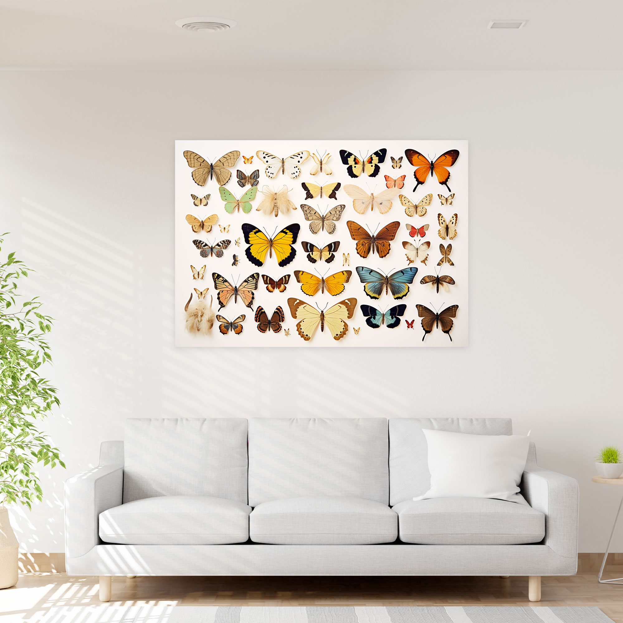 Colorful Whimsy Dried Butterflies Canvas Print - Dried Butterflies, Canvas Wall Art, Home Decoration, Enchanting Design