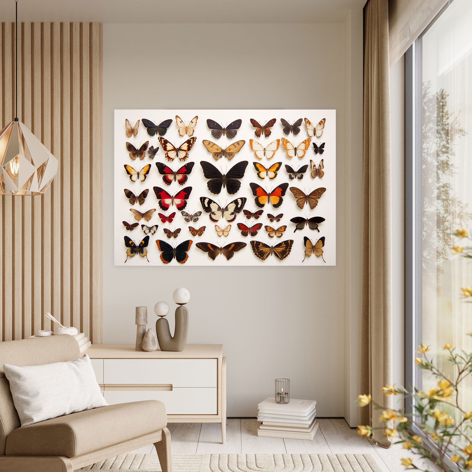 Enchanting Beauty Dried Butterflies Wall Art - Dried Butterflies, Canvas Wall Art, Enchanting Beauty, Dried Butterflies Photorealistic Collection