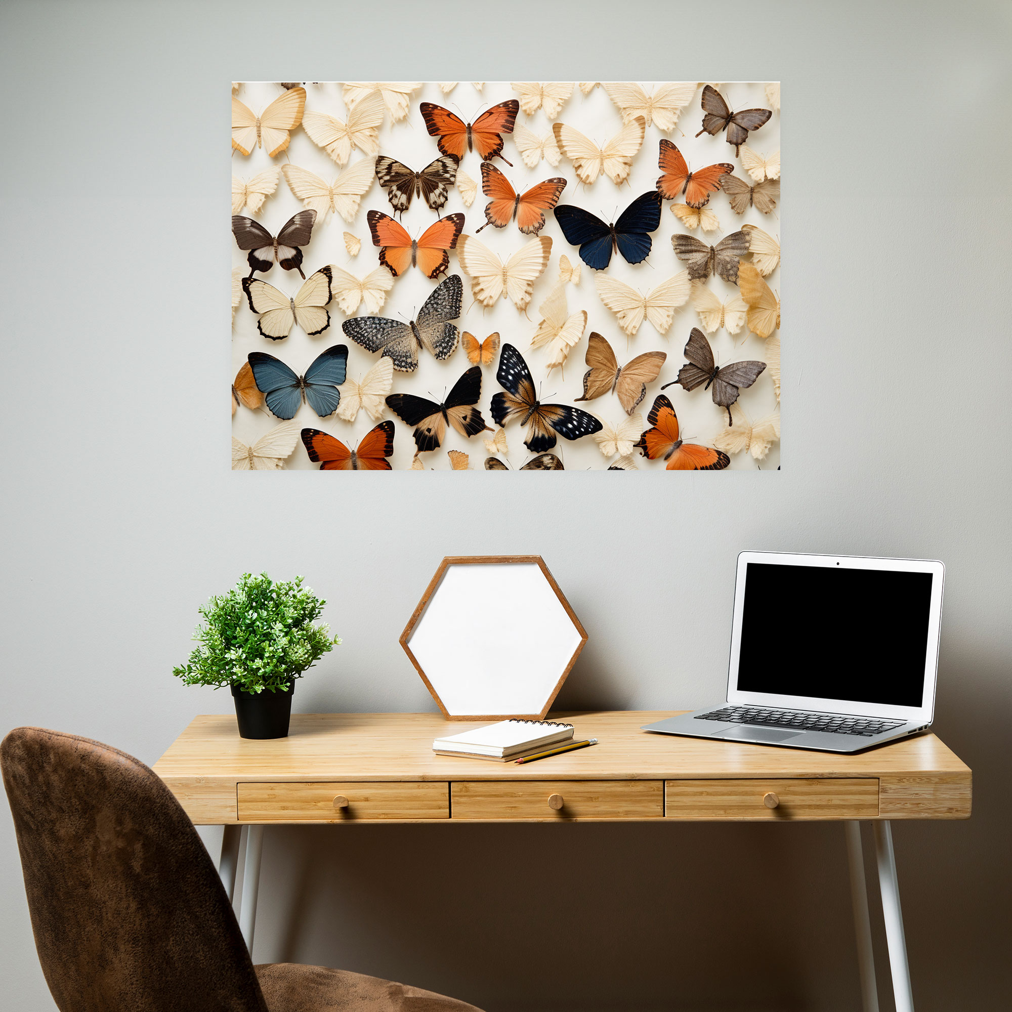 Dried Butterflies Photorealistic Collection Canvas Print - Dried Butterflies, Wall Art, Canvas Wall Art, Artistic Arrangement
