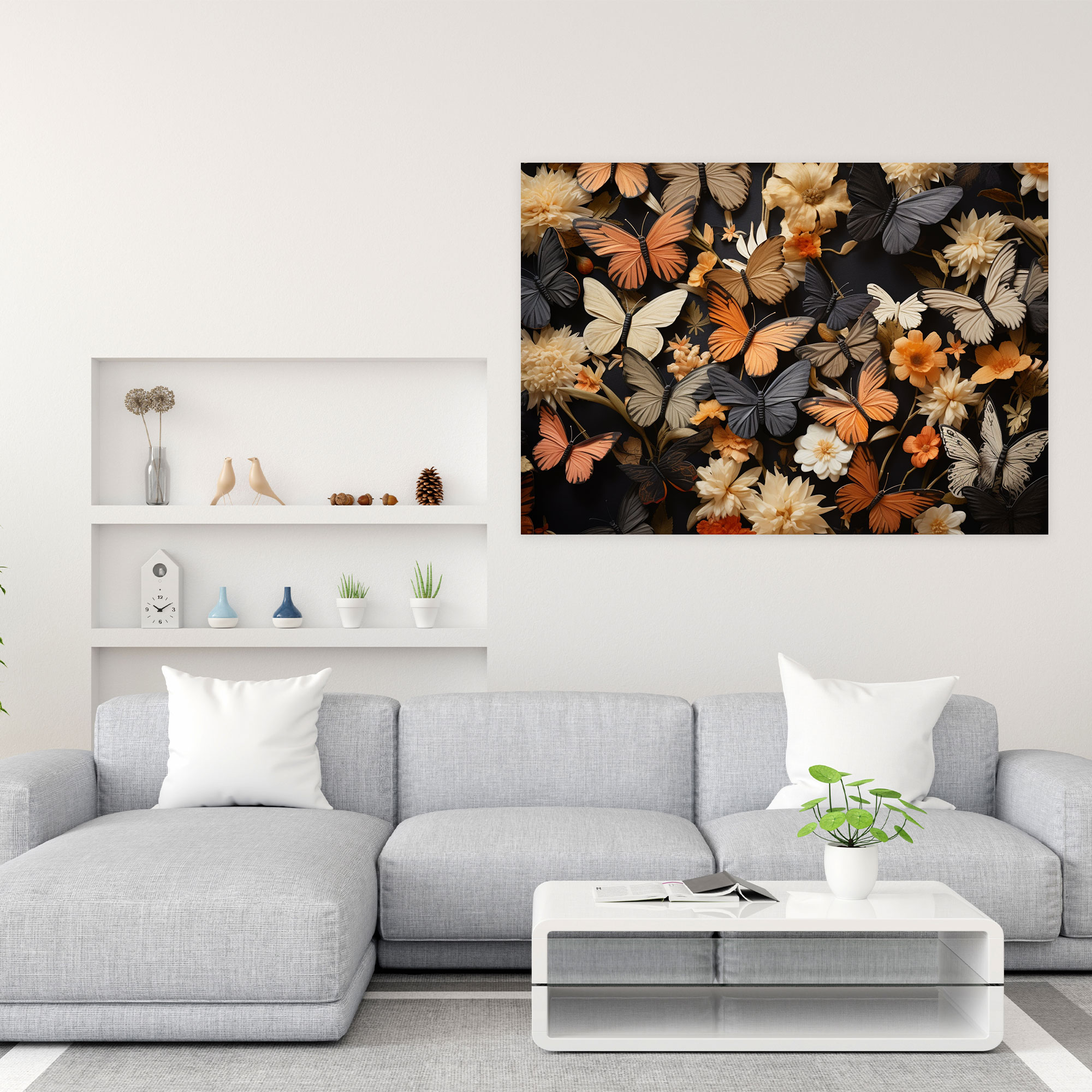 Dried Butterflies Photorealistic Collection Wall Decoration - Dried Butterflies, Awe-Inspiring, Dried Butterflies Photorealistic Collection, Breathtaking Arrangement