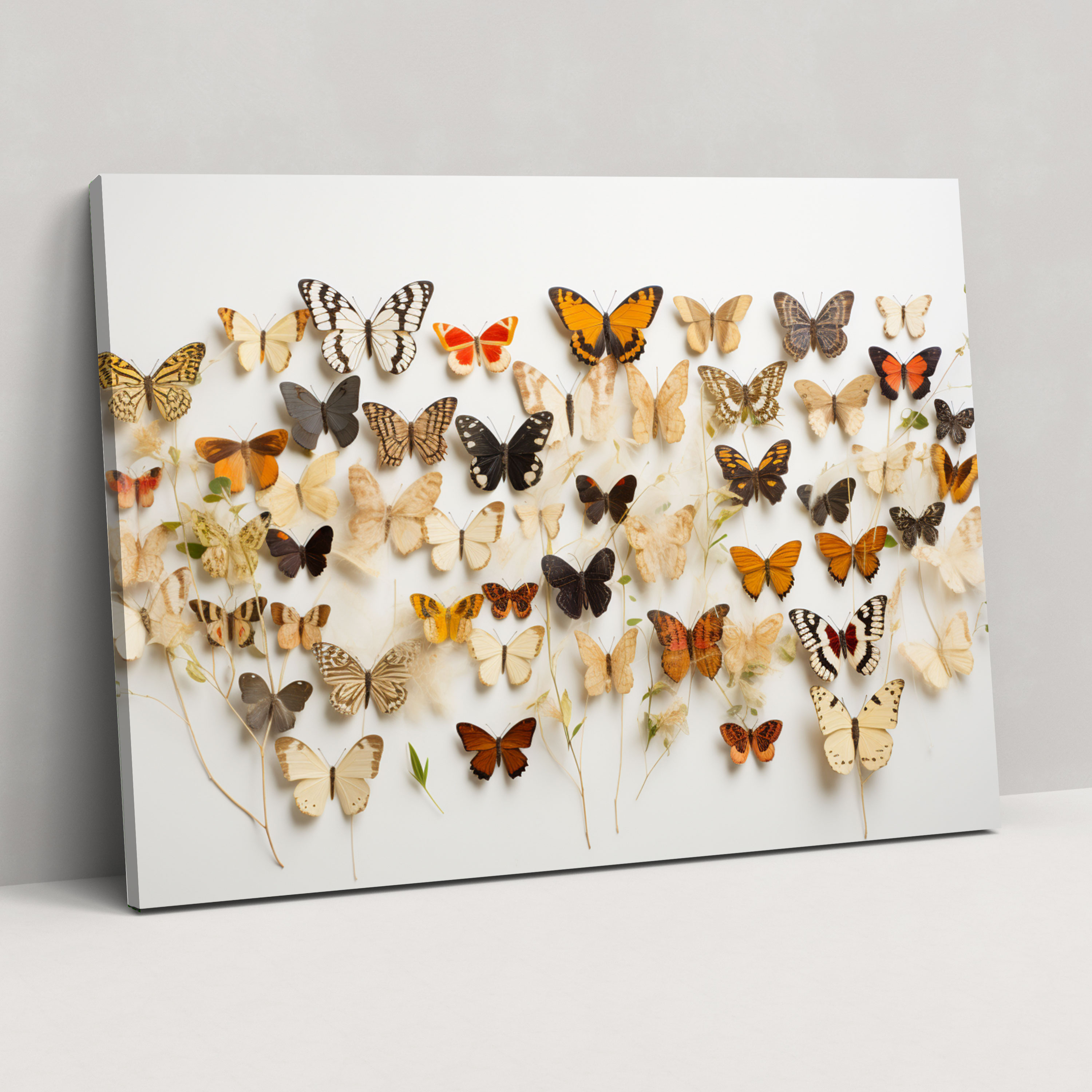 Dried Butterflies Photorealistic Collection Wall Decoration - Dried Butterflies, Home Decoration, Dried Butterflies Photorealistic Collection, Canvas