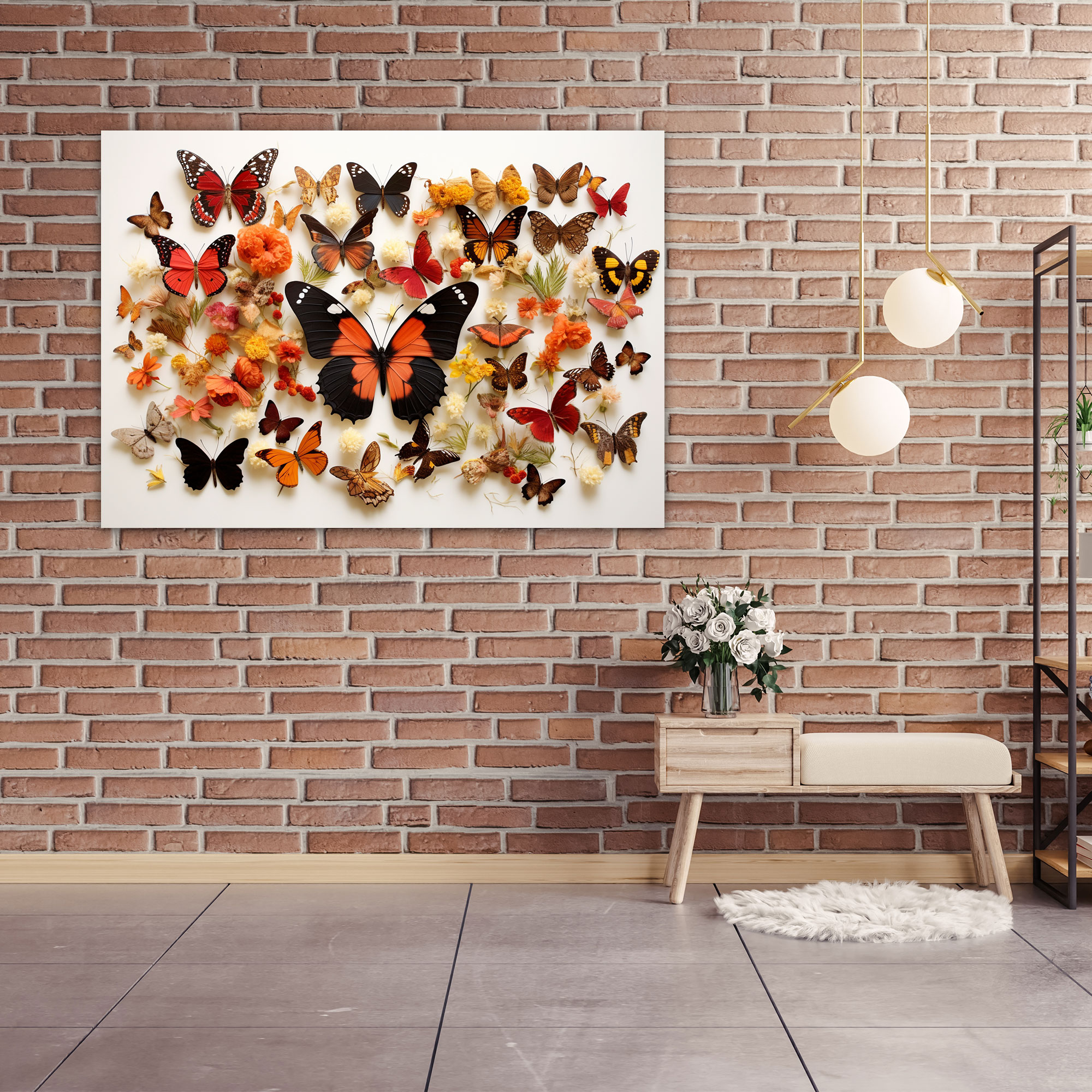 Dried Butterflies Photorealistic Collection Wall Decoration - Dried Butterflies, Canvas Wall Art, Canvas Print, Home Decoration