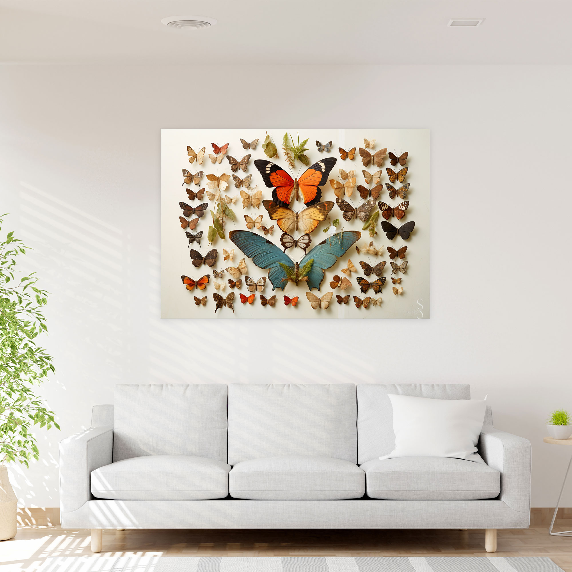 Dried Butterflies Fotorealistische Sammlung Leinwandbild - Wanddekoration Vintage-inspiriert Karte