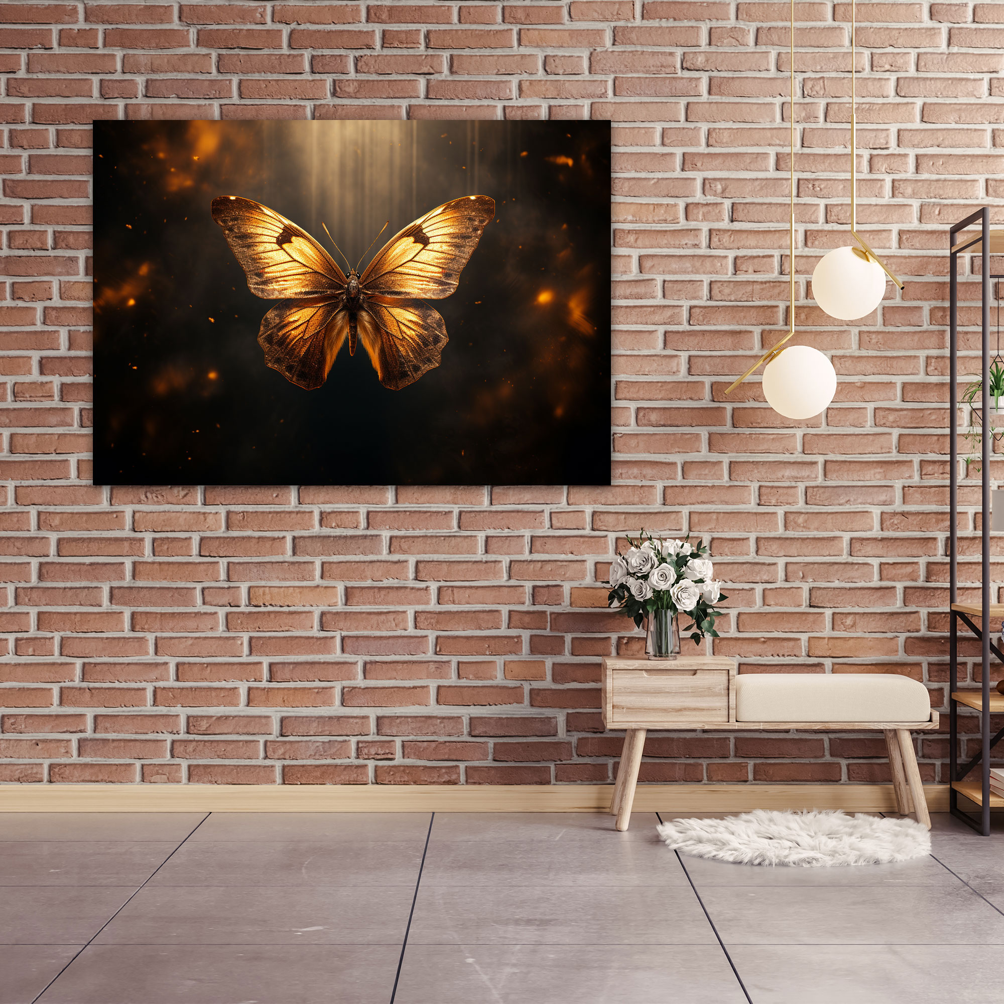 Dried Butterflies Photorealistic Collection Canvas Print - Dried Butterflies, Golden Glow, Thought-Provoking, Canvas Wall Art