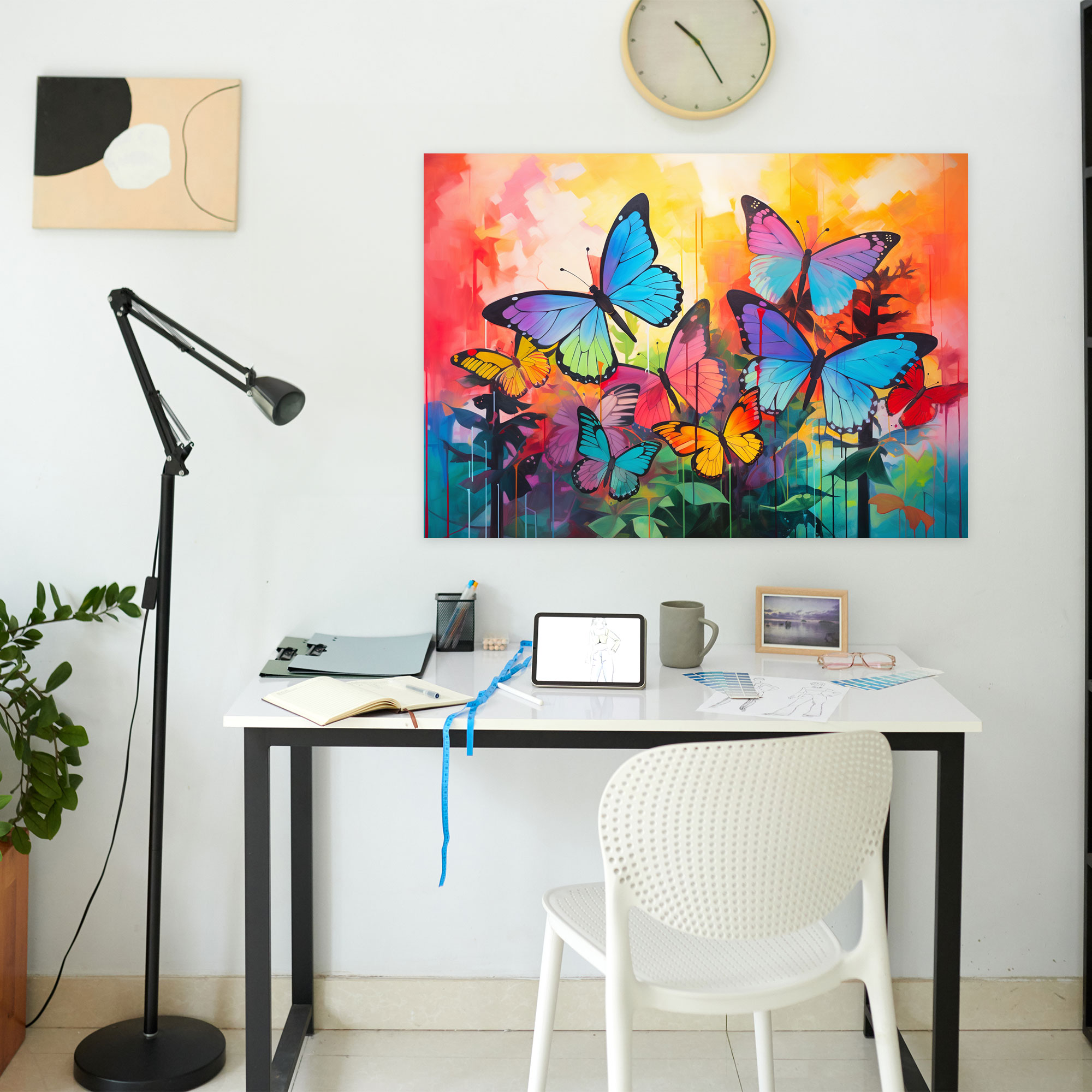 Abstract Butterfly Wall Art - Dried Butterflies, Butterflies, Canvas Print, Colorful Background