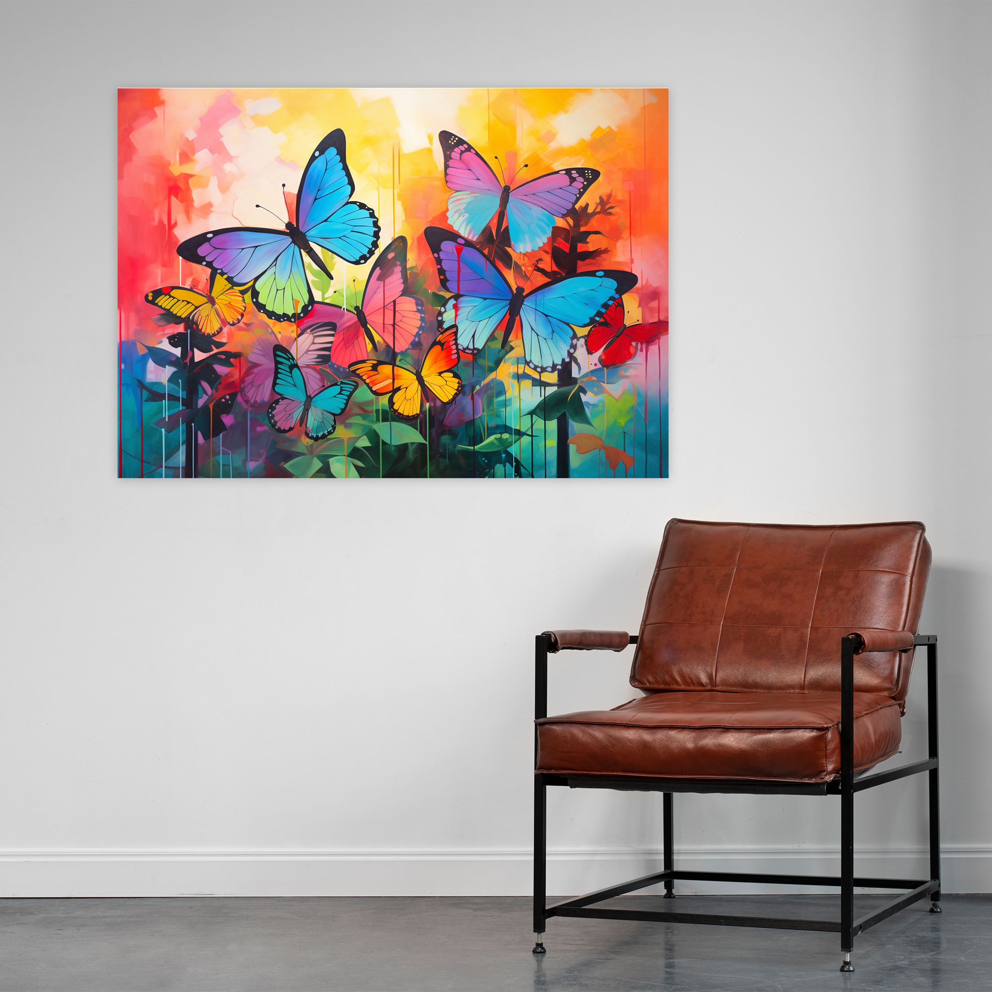 Abstract Butterfly Wall Art - Dried Butterflies, Butterflies, Canvas Print, Colorful Background