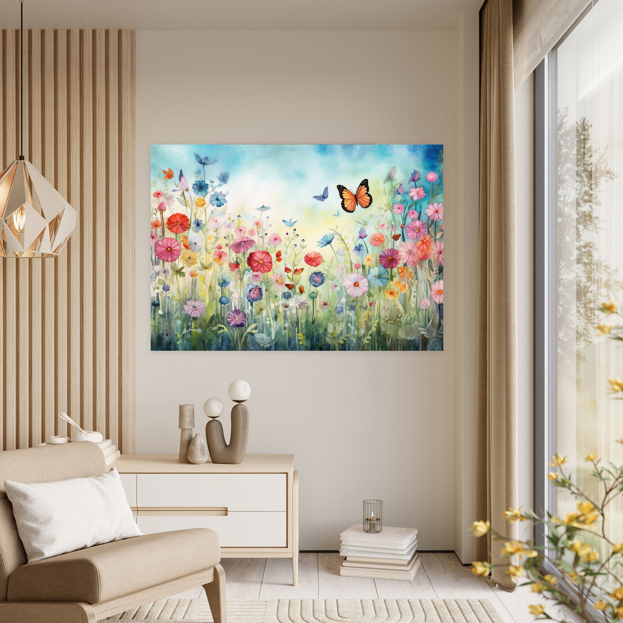 Fantasy Garden Canvas Print - Dried Butterflies, Magic, Imagination, Home Decoration