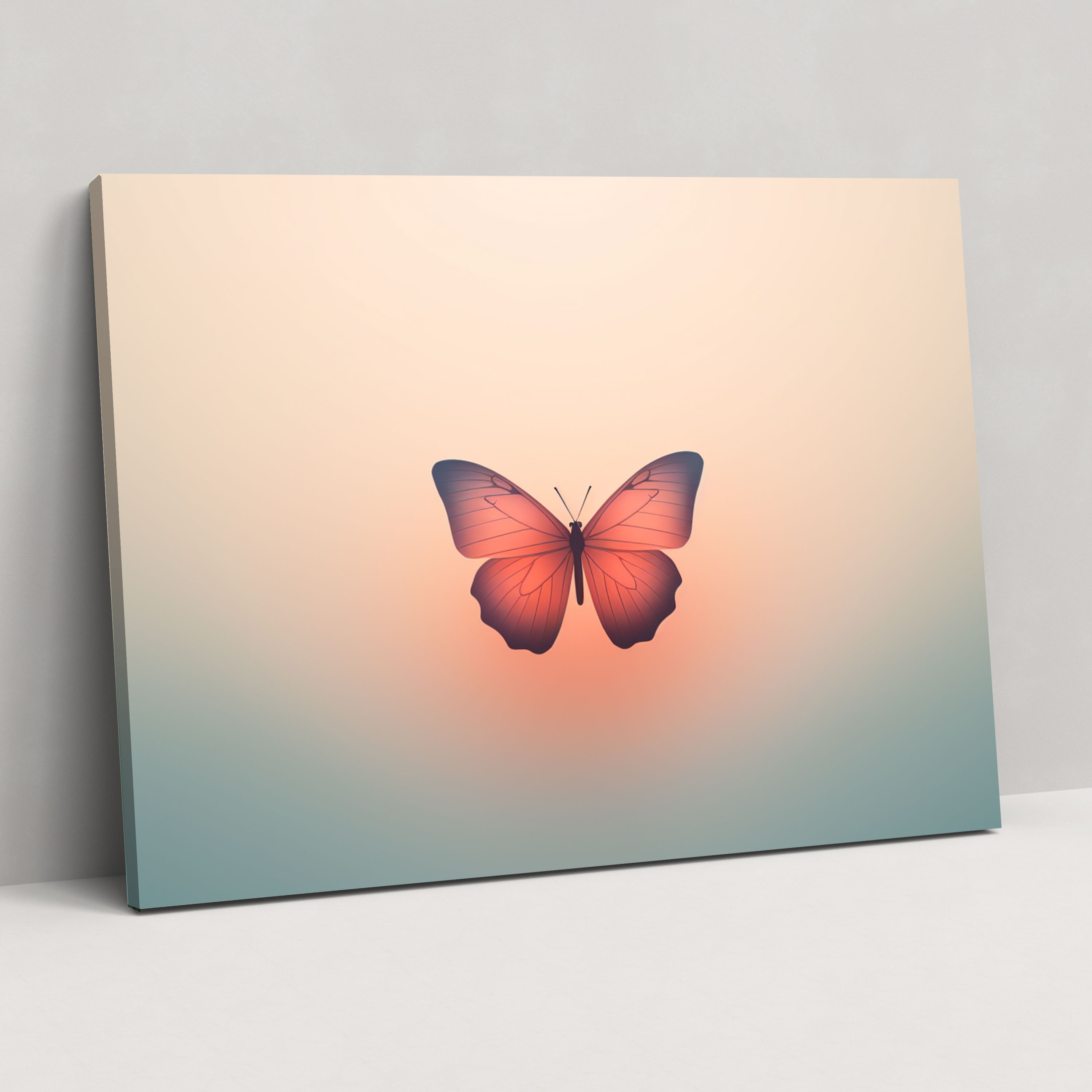 Butterfly Silhouette Canvas Print - Dried Butterflies, Butterfly Silhouette, Canvas, Soft Pastel Background