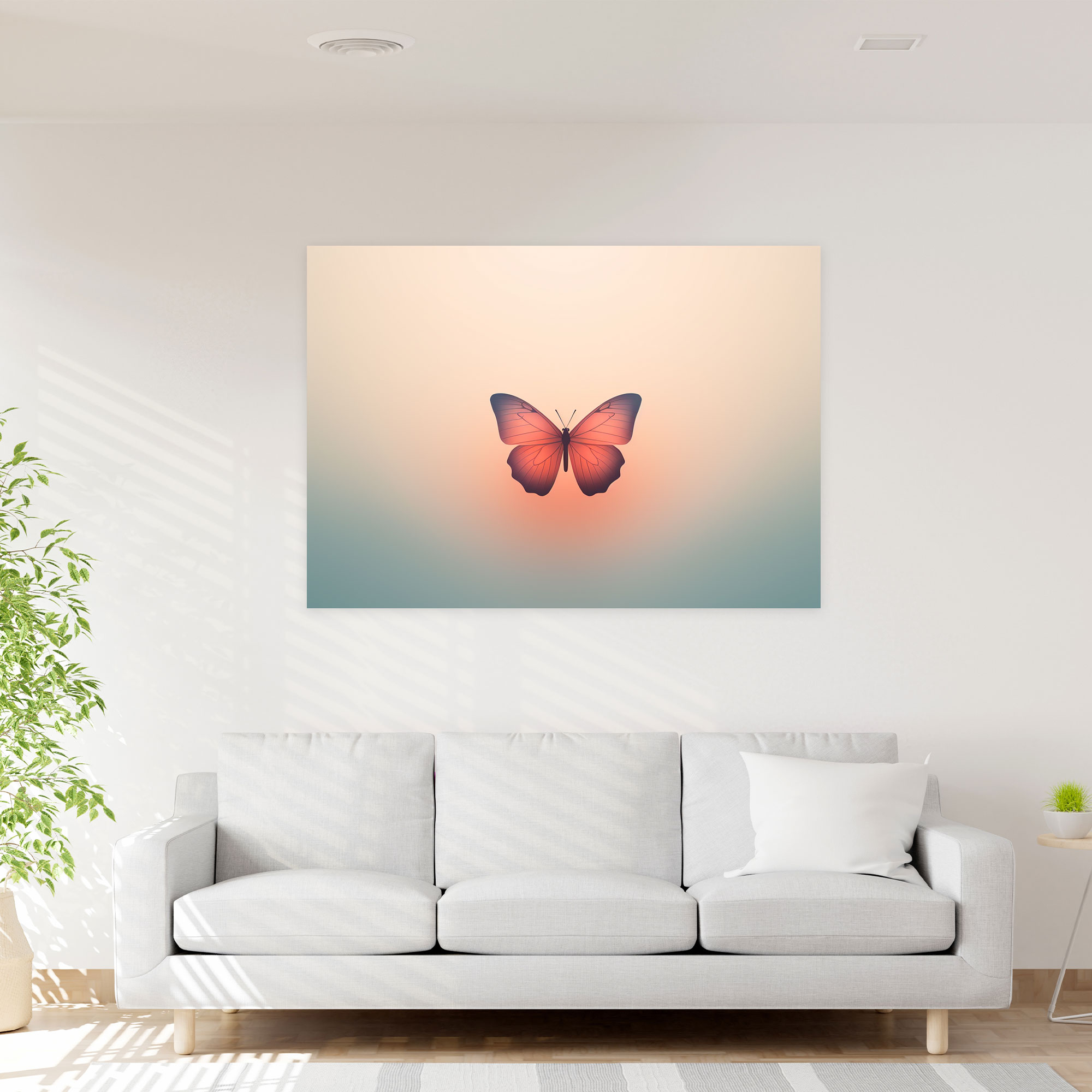 Butterfly Silhouette Canvas Print - Dried Butterflies, Butterfly Silhouette, Canvas, Soft Pastel Background