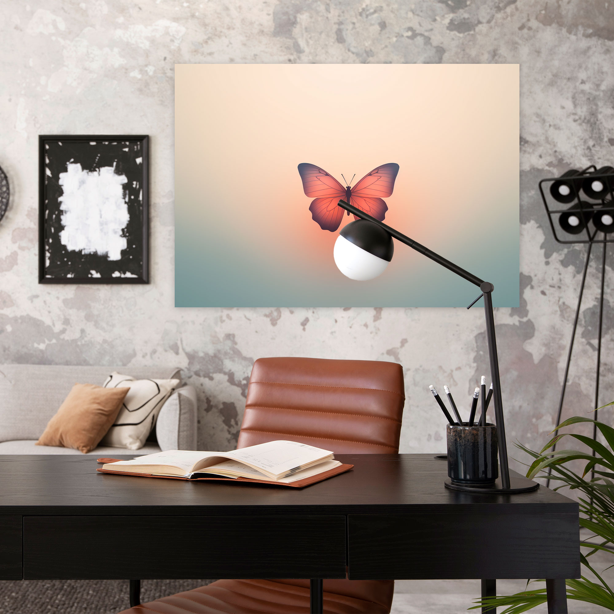 Butterfly Silhouette Canvas Print - Dried Butterflies, Butterfly Silhouette, Canvas, Soft Pastel Background