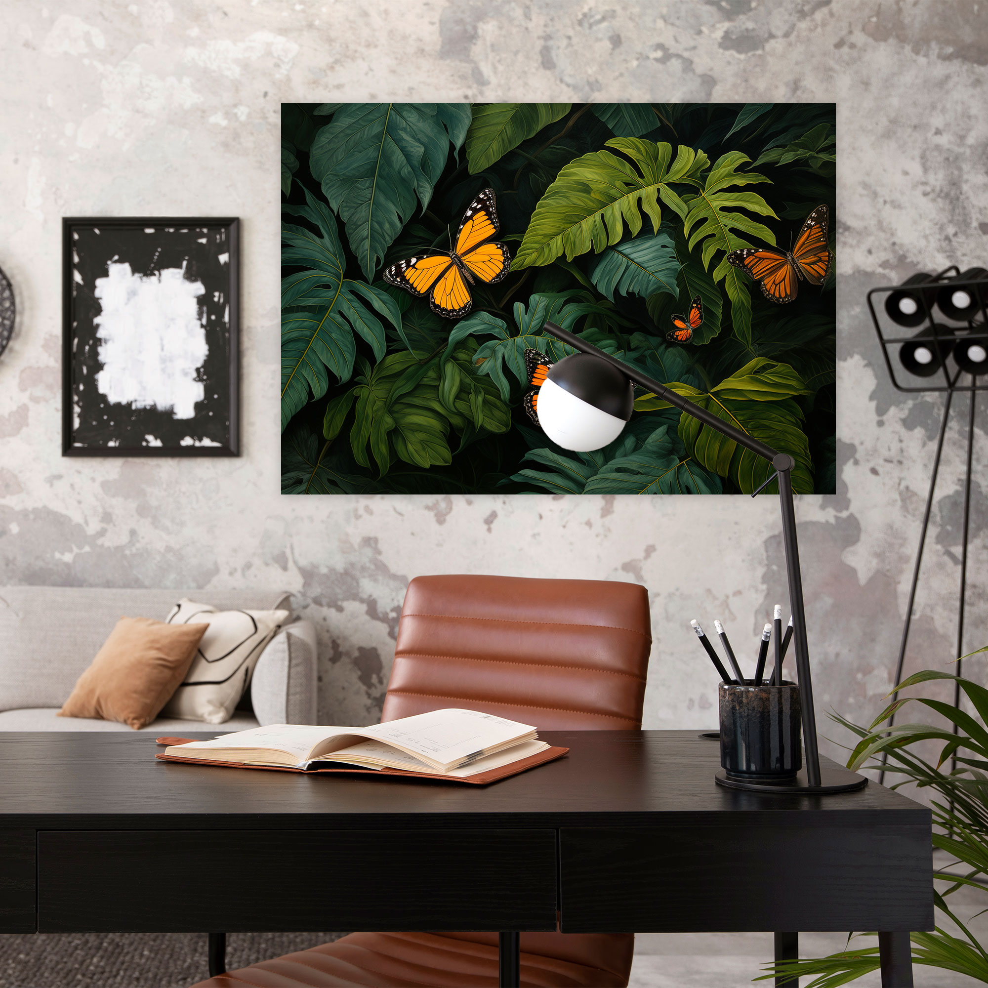 Butterfly Cluster Wall Art - Dried Butterflies, Wall Art, Realistic Oil Painting, Canvas