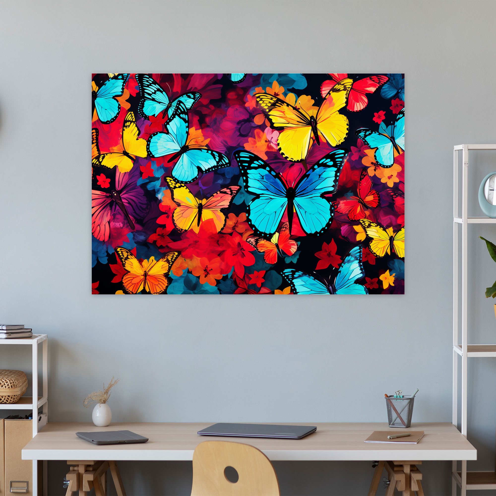 Pop Art Butterflies Wall Decoration - Dried Butterflies, Canvas, Wall Decoration, Butterflies