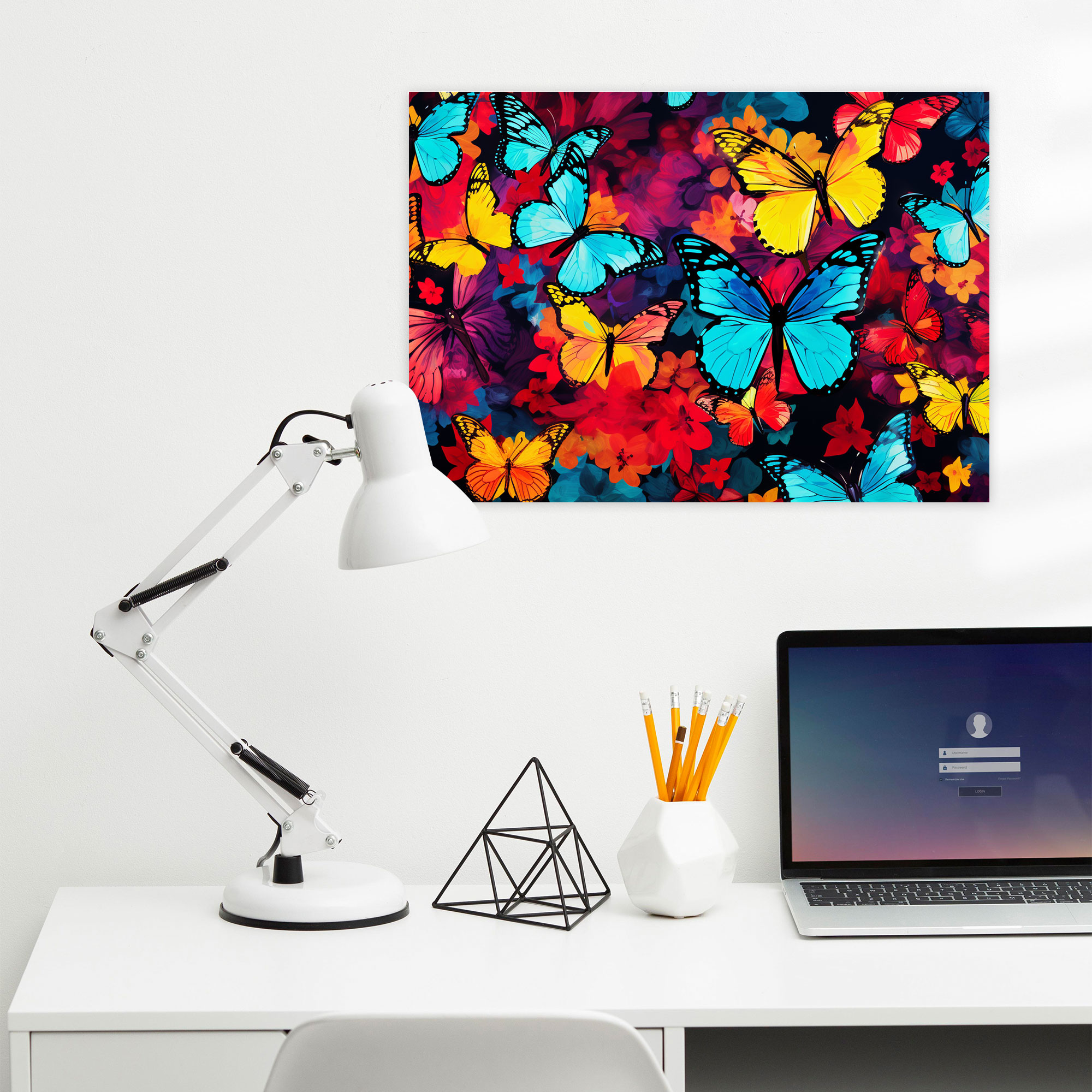 Pop Art Butterflies Wall Decoration - Dried Butterflies, Canvas, Wall Decoration, Butterflies