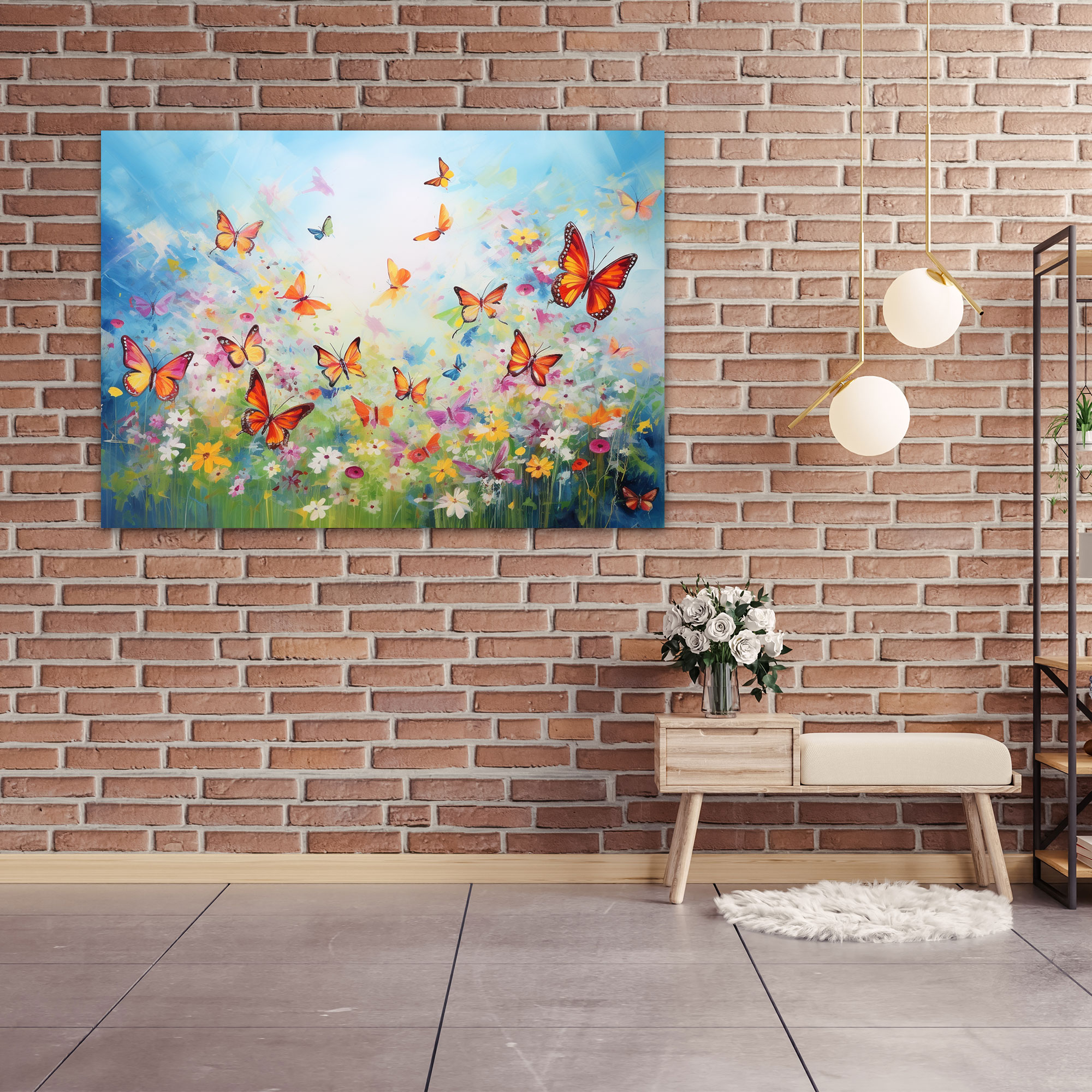 Butterflies Canvas Print - Dried Butterflies, Watercolor Painting, Home Decoration, Butterflies