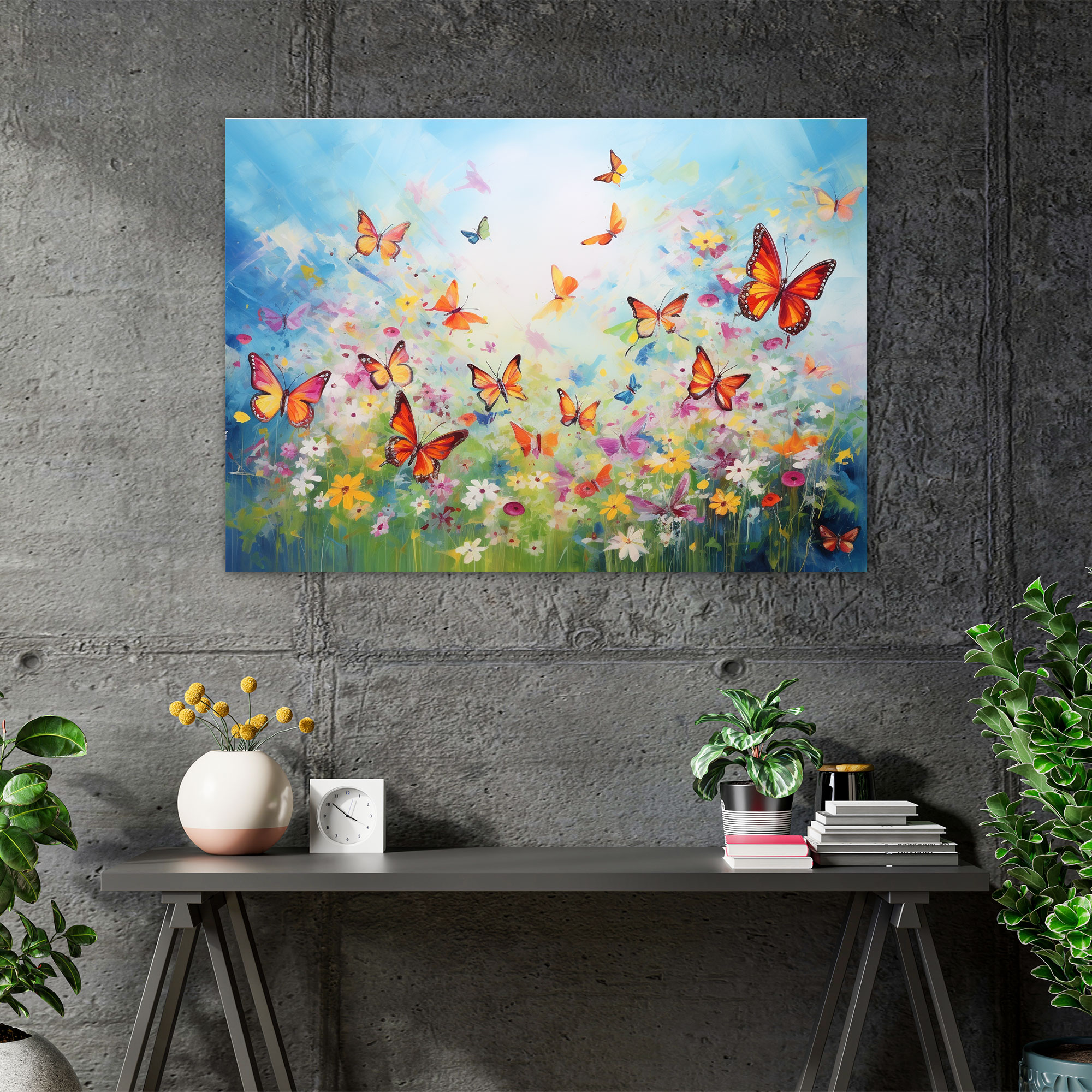 Butterflies Canvas Print - Dried Butterflies, Watercolor Painting, Home Decoration, Butterflies