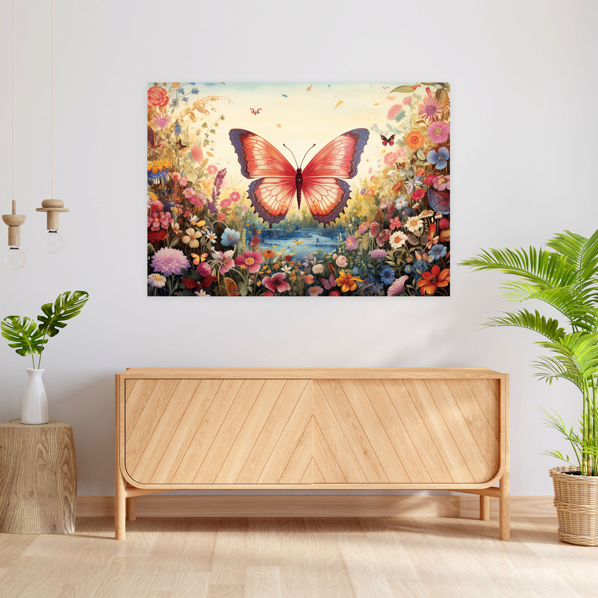 Whimsical Butterflies Canvas Print - Dried Butterflies, Fairytale Setting, Wall Art, Whimsical