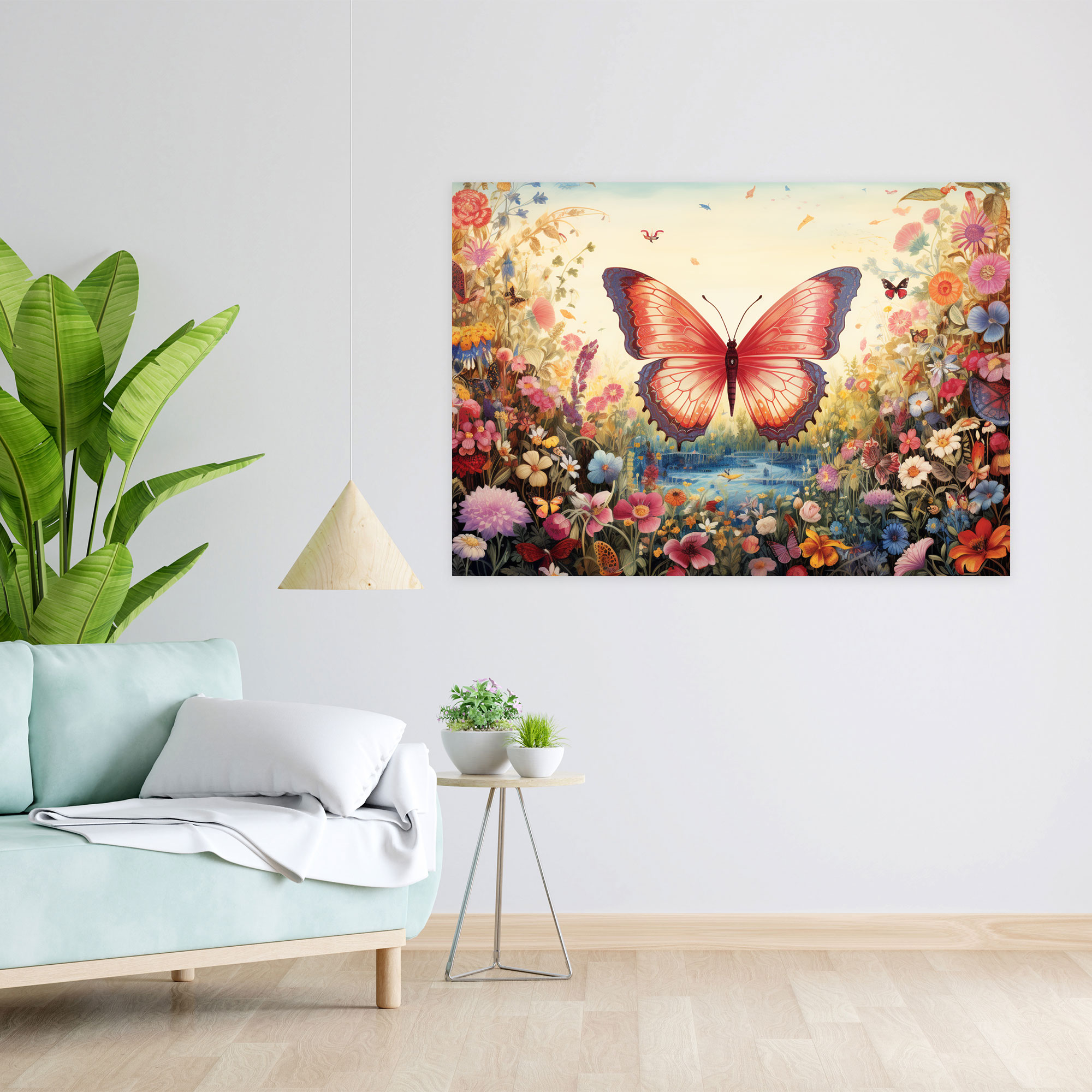 Whimsical Butterflies Canvas Print - Dried Butterflies, Fairytale Setting, Wall Art, Whimsical