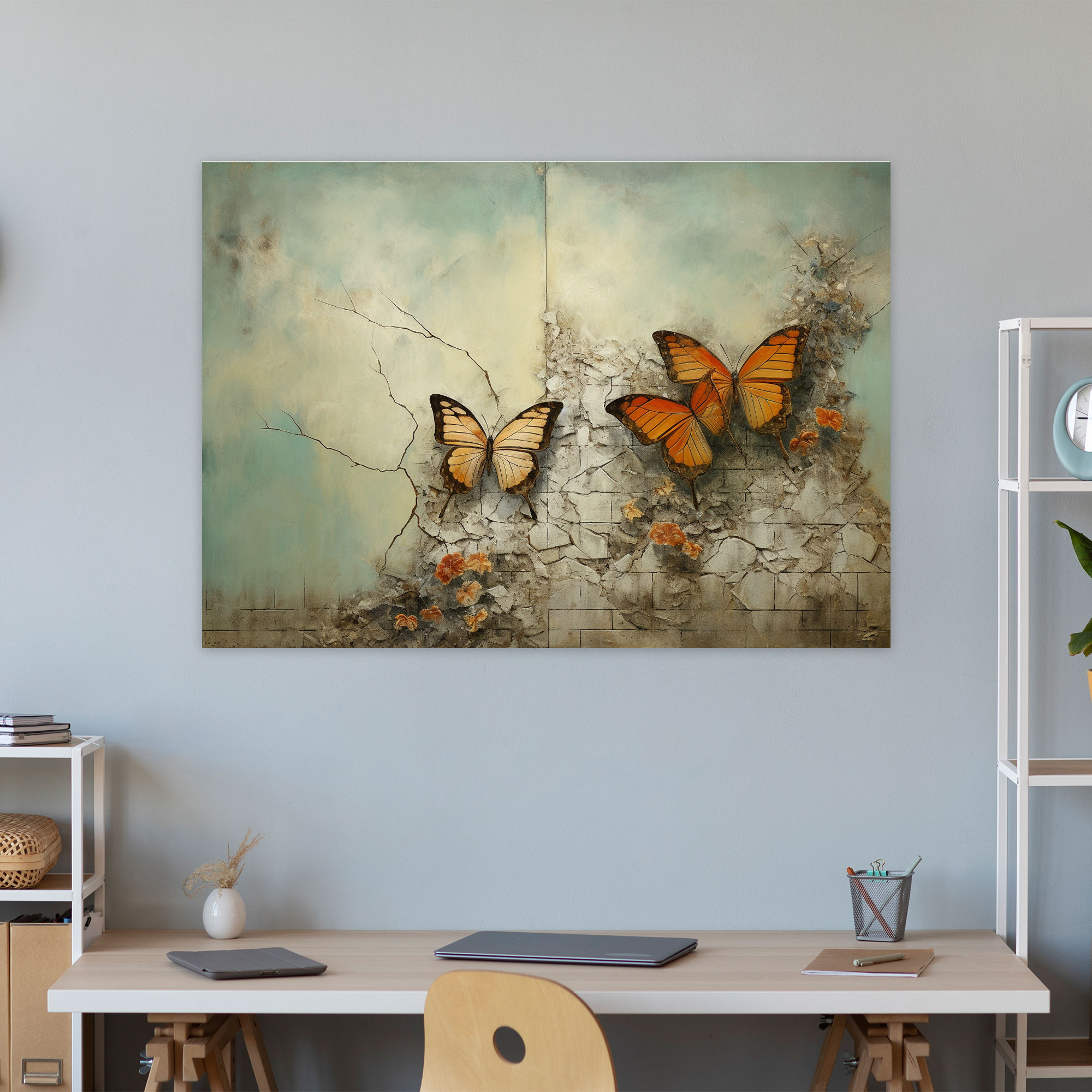 Surreal Butterflies Canvas Print - Dried Butterflies, Wall Decoration, Thought-Provoking, Butterflies